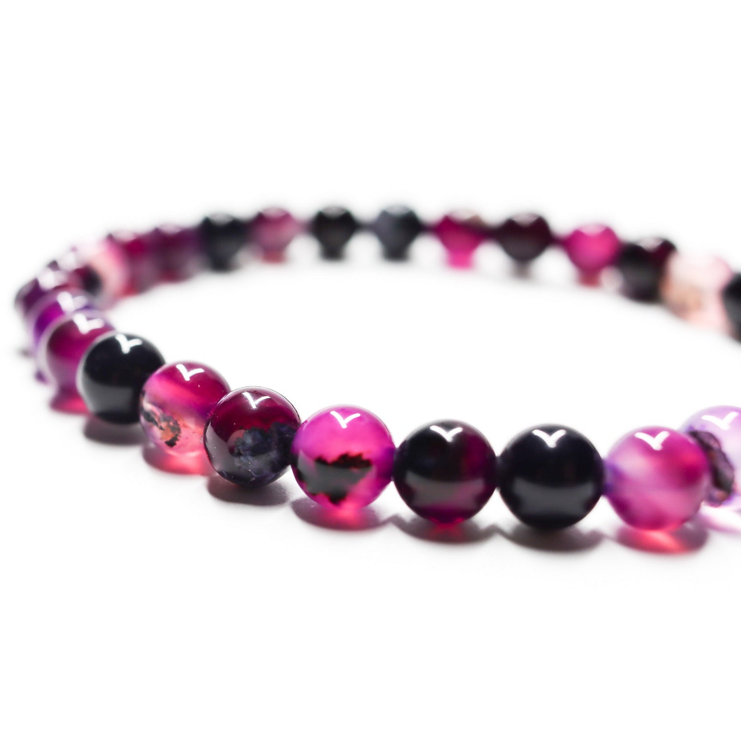 Pulsera de piedra natural de Ágata morada de 6mm