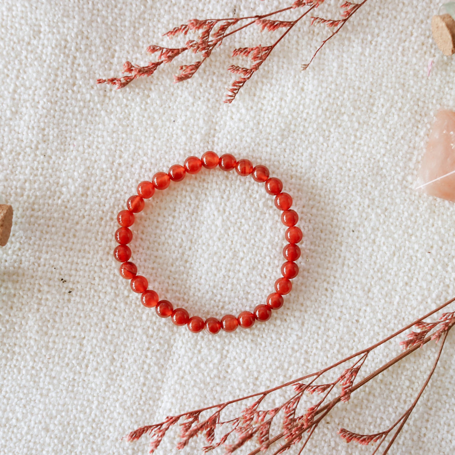 Pulsera de piedra natural de Carneola de 6mm