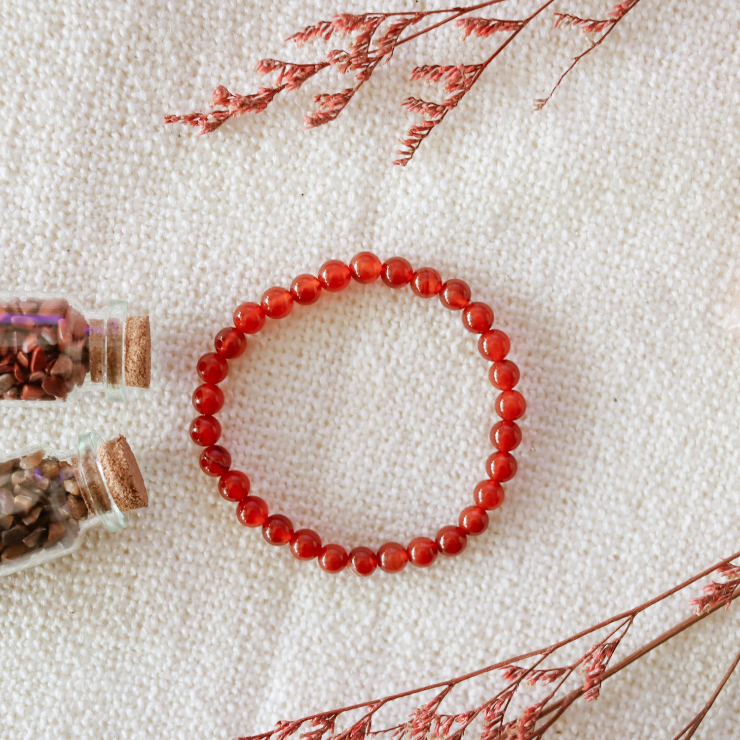 Pulsera de piedra natural de Carneola de 6mm