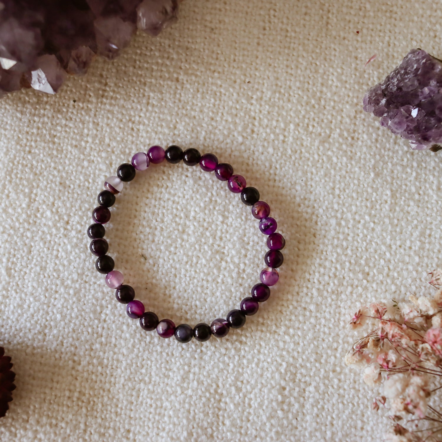 Pulsera de piedra natural de Ágata morada de 6mm
