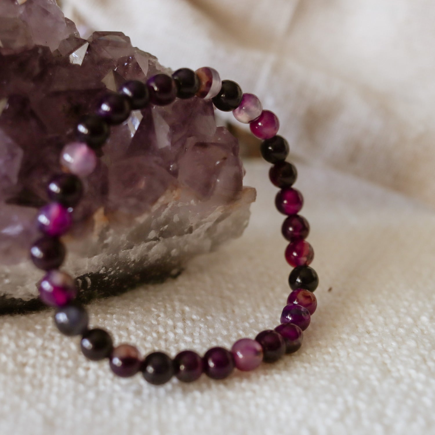 Pulsera de piedra natural de Ágata morada de 6mm