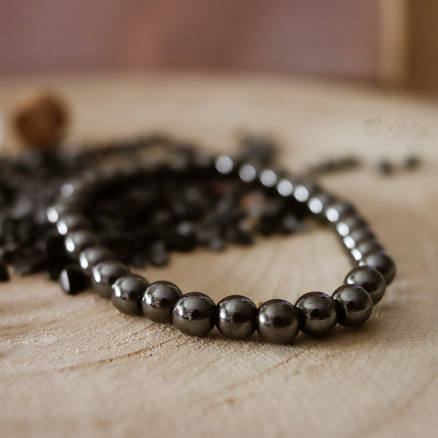 Pulsera de piedra natural de Hematite de 6mm
