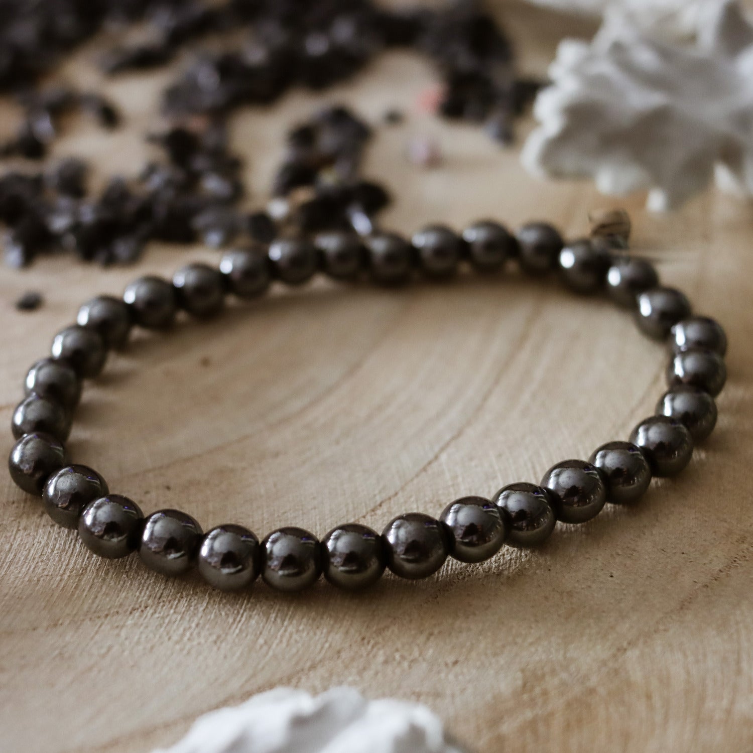 Pulsera de piedra natural de Hematite de 6mm