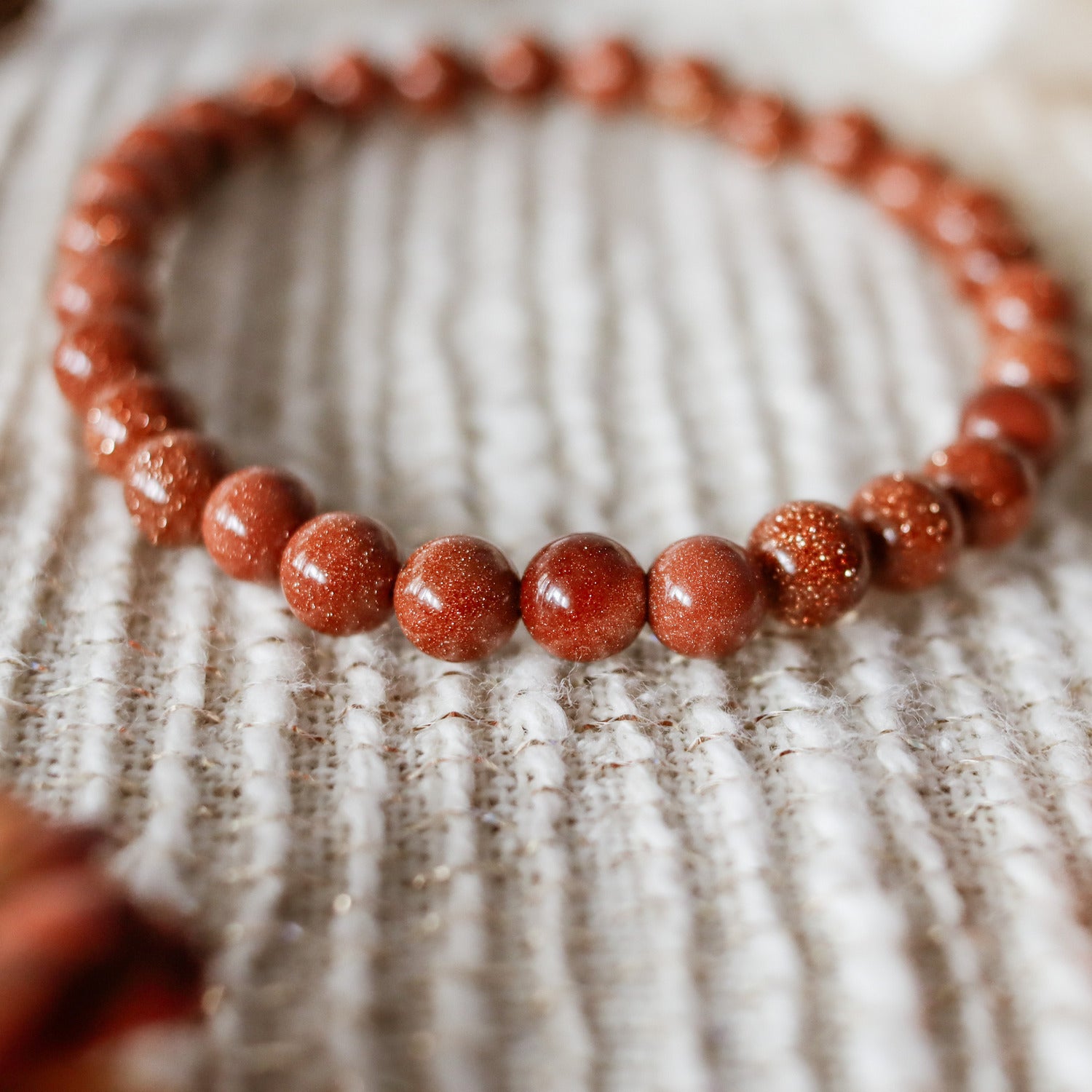 Pulsera de piedra natural de Venturina dorada de 6mm
