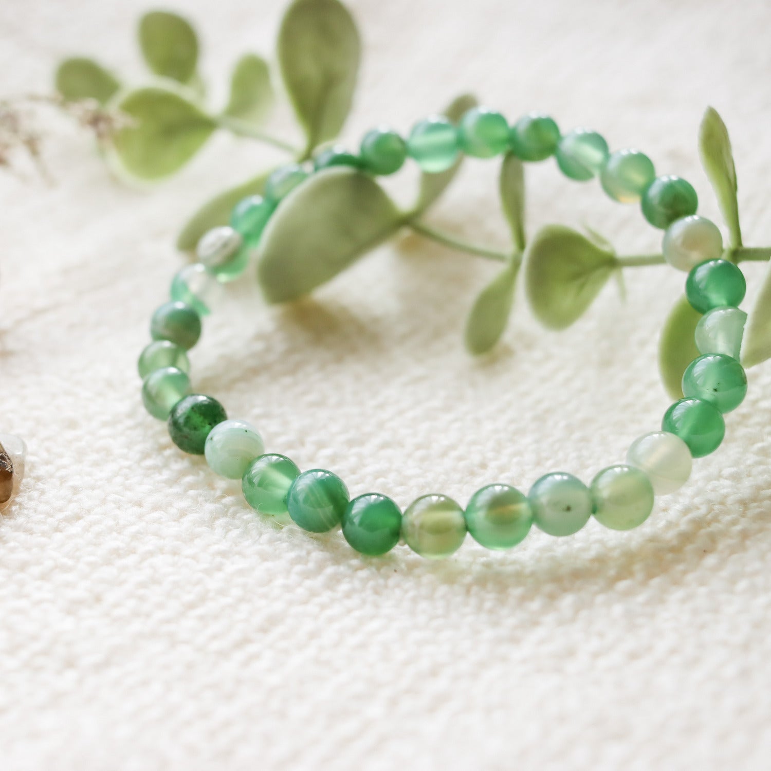 Pulsera de piedra natural de Ágata verde oscuro de 6mm