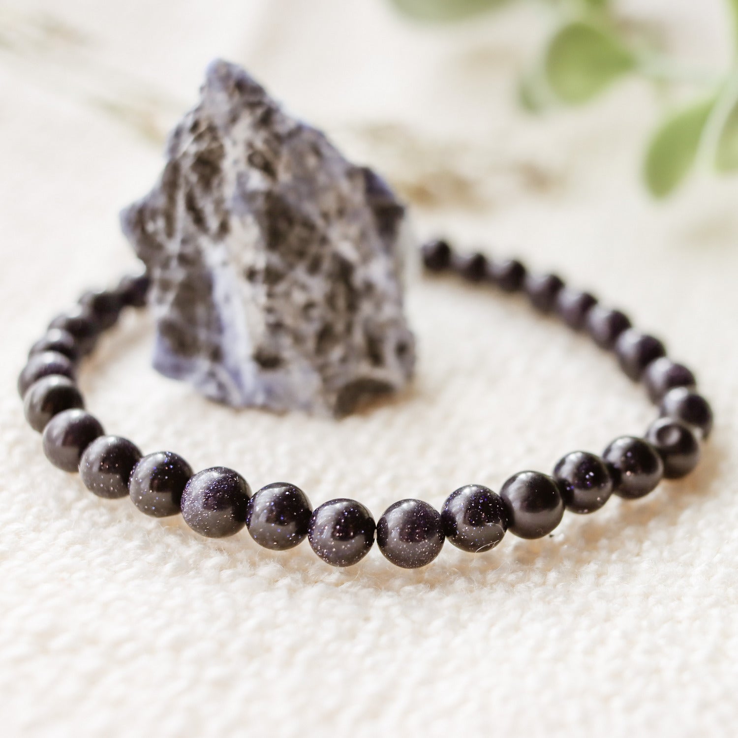 Pulsera de piedra natural de Venturina azul de 6mm