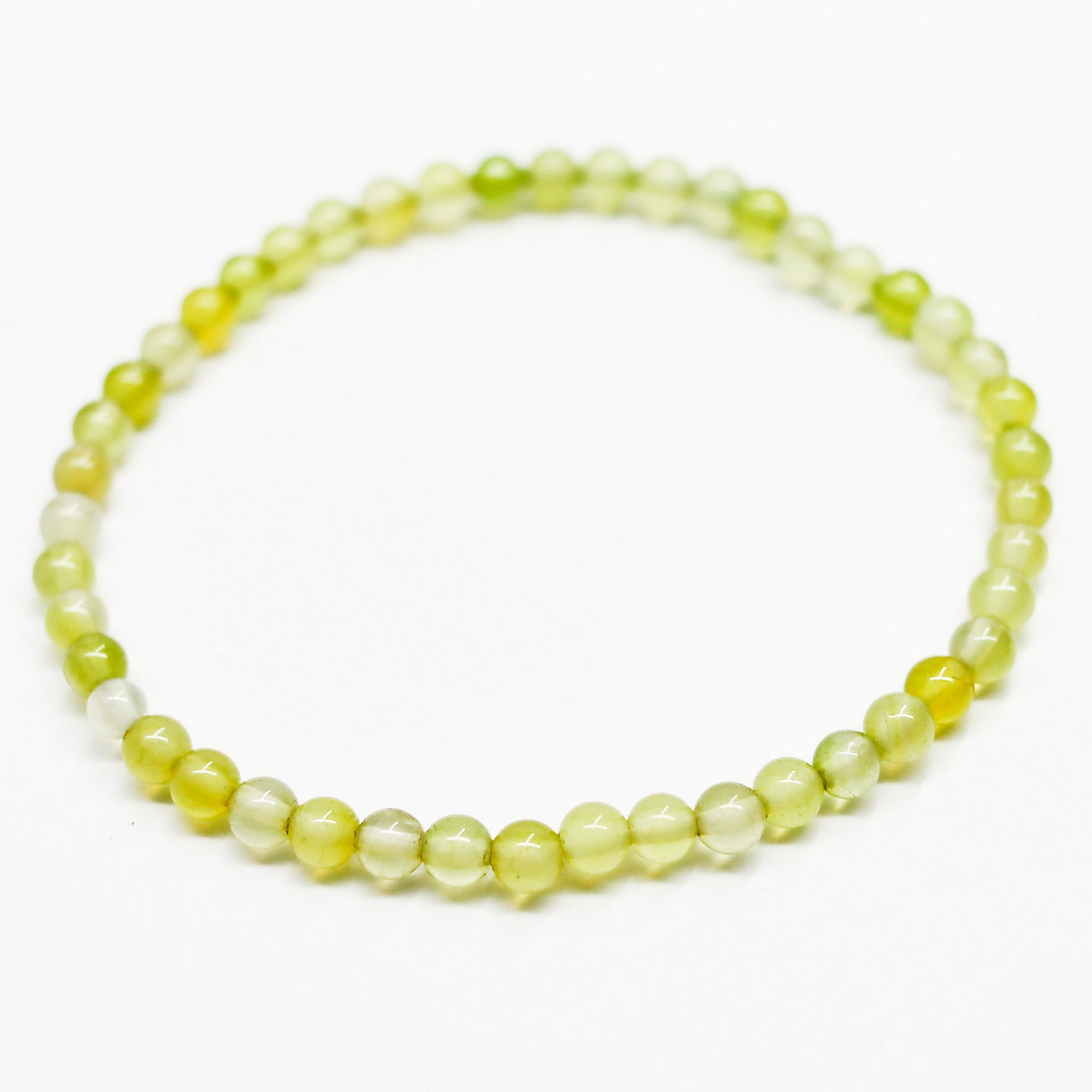 Pulsera de piedra natural de Ágata verde claro de 4mm