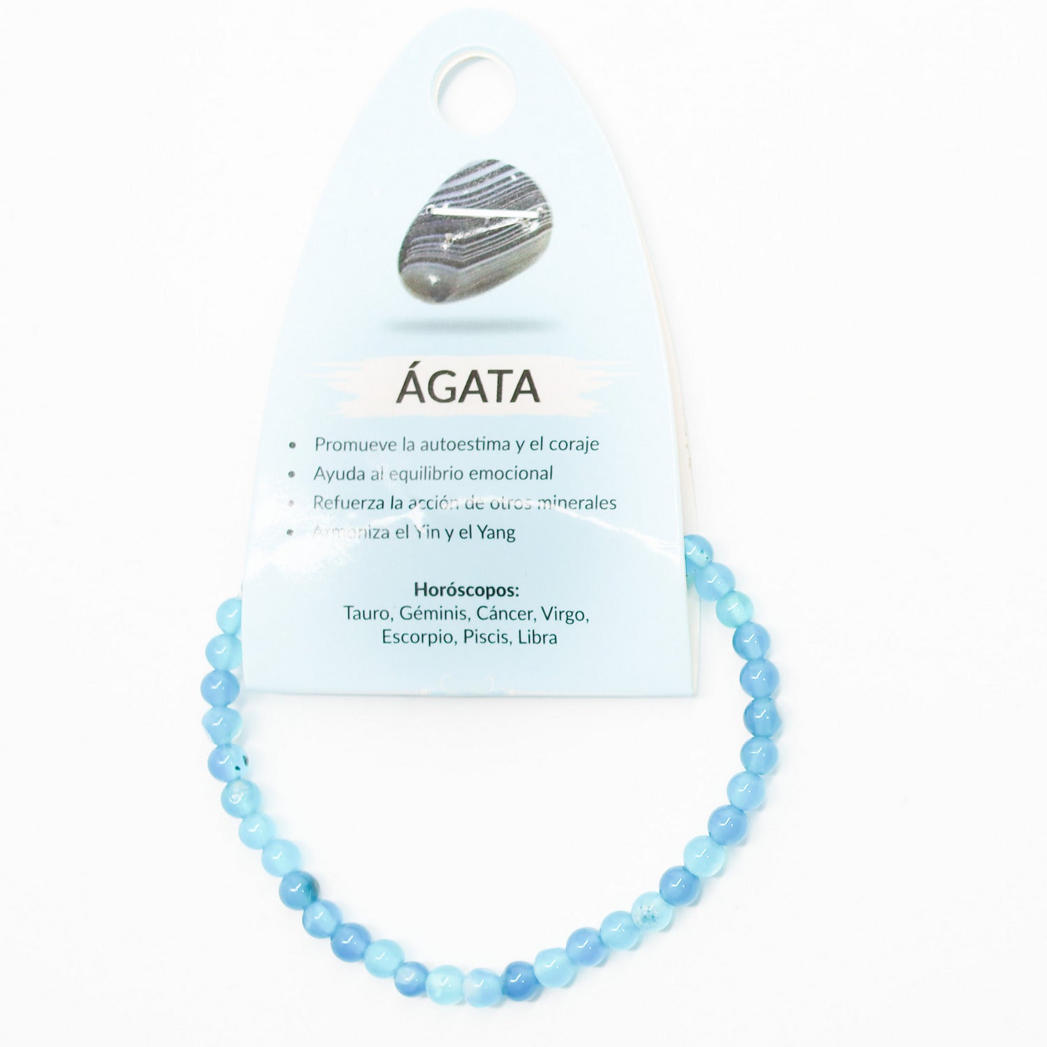 Pulsera de piedra natural de Ágata azul de 4mm
