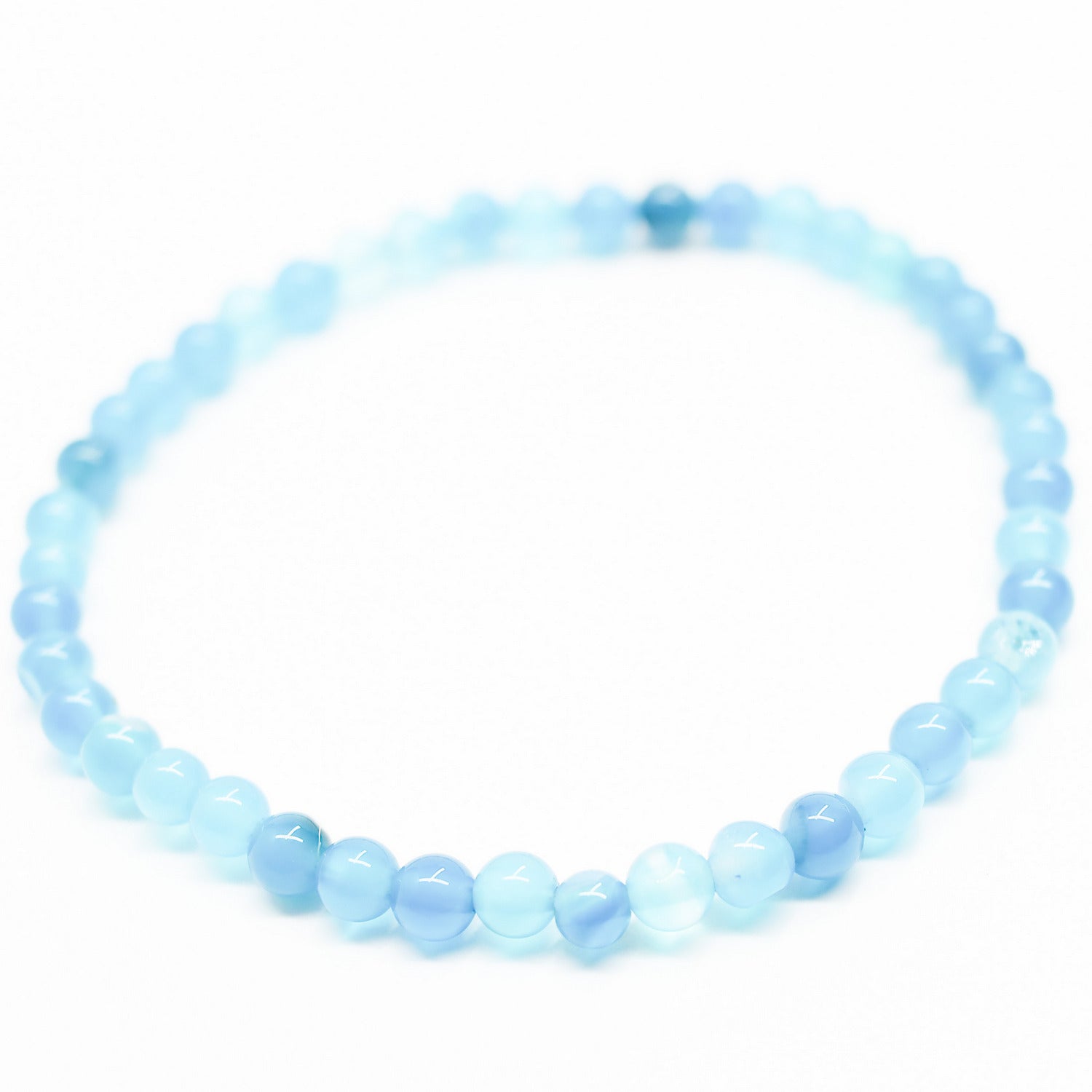 Pulsera de piedra natural de Ágata azul de 4mm
