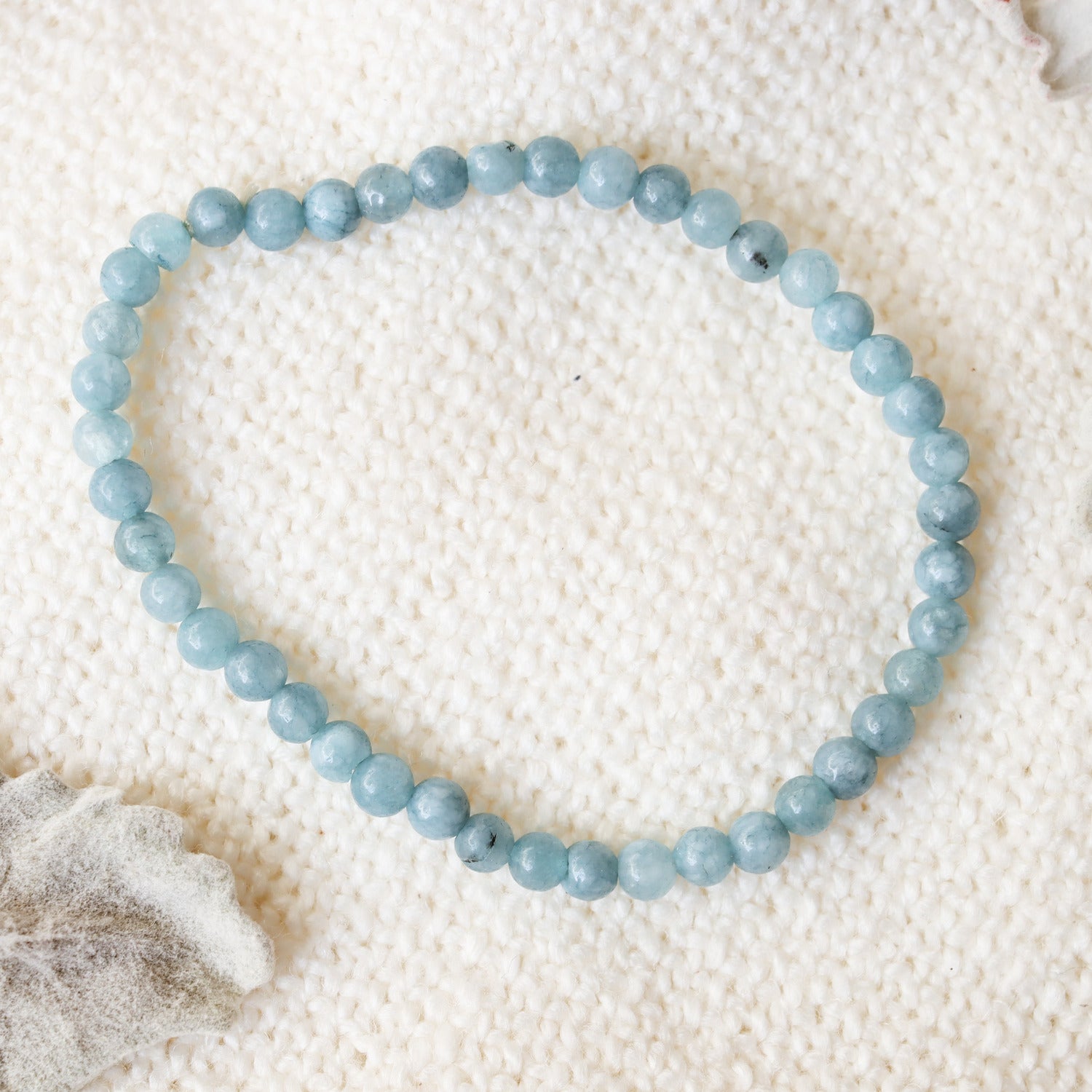 Pulsera de piedra natural de Cuarzo azul de 4mm