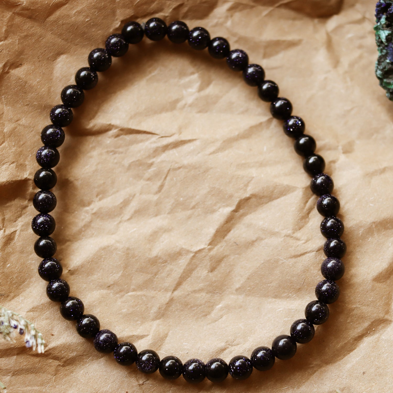Pulsera de piedra natural de Venturina azul de 4mm