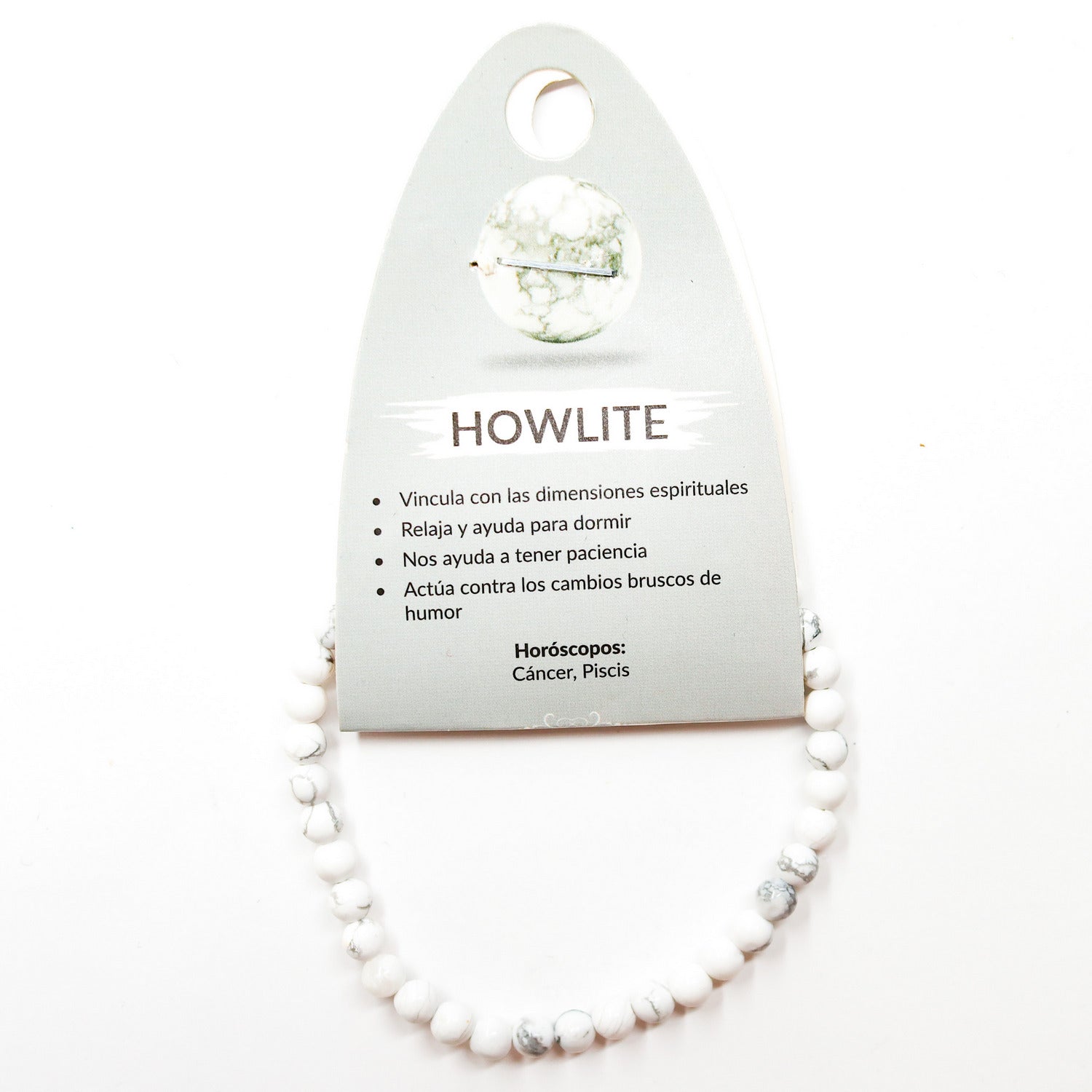 Pulsera de piedra natural de Howlite de 4mm