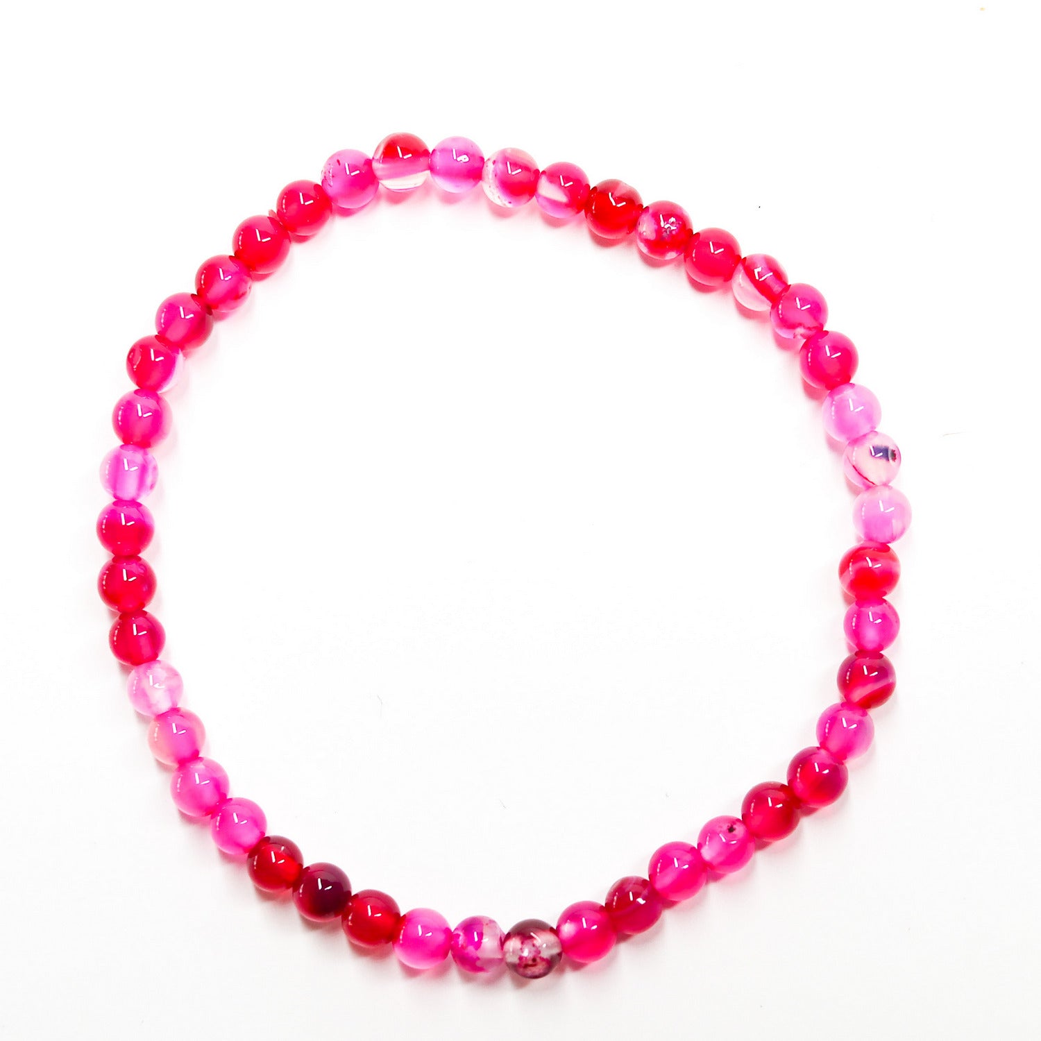 Pulsera de piedra natural de Ágata fuchsia de 4mm
