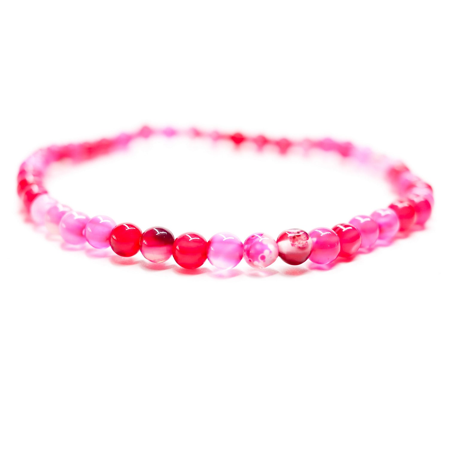 Pulsera de piedra natural de Ágata fuchsia de 4mm