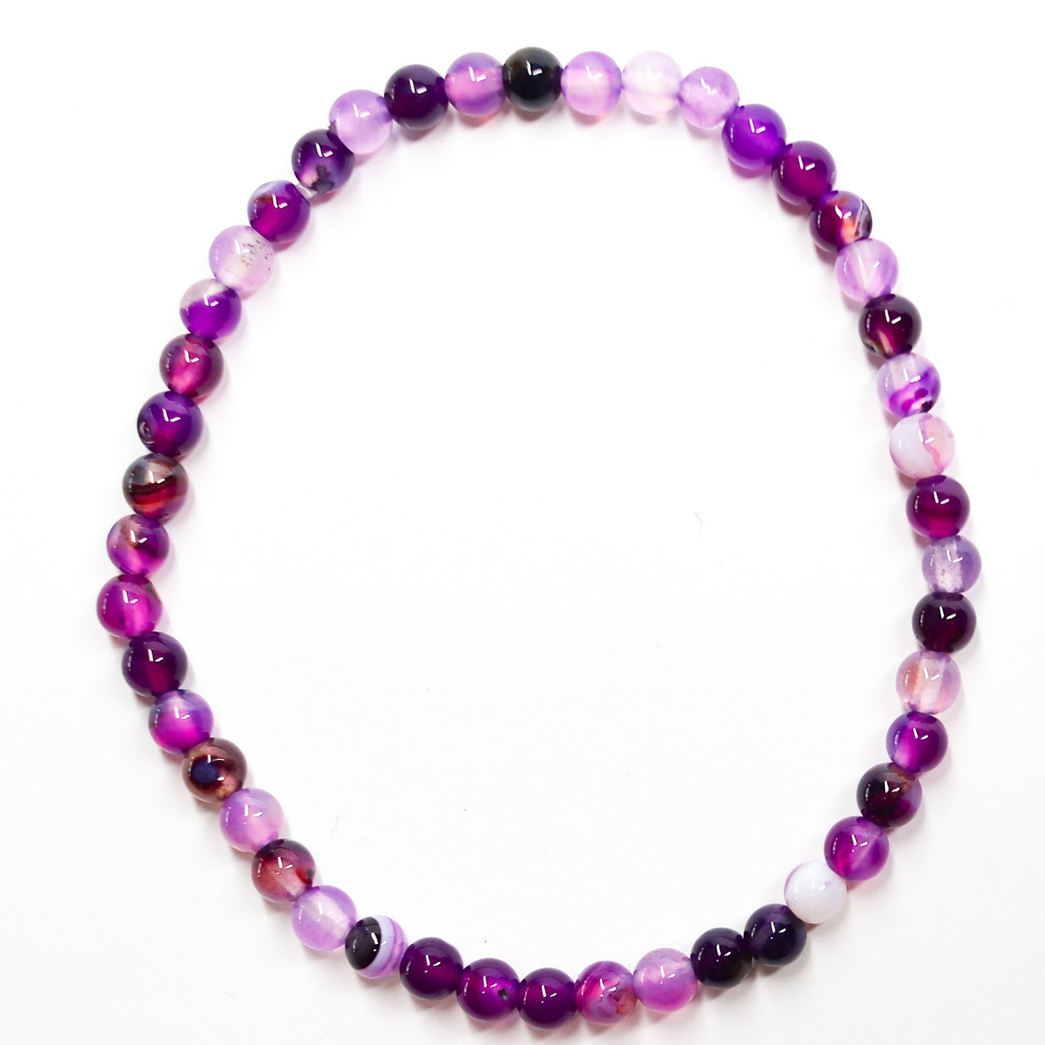 Pulsera de piedra natural de Ágata morada de 4mm