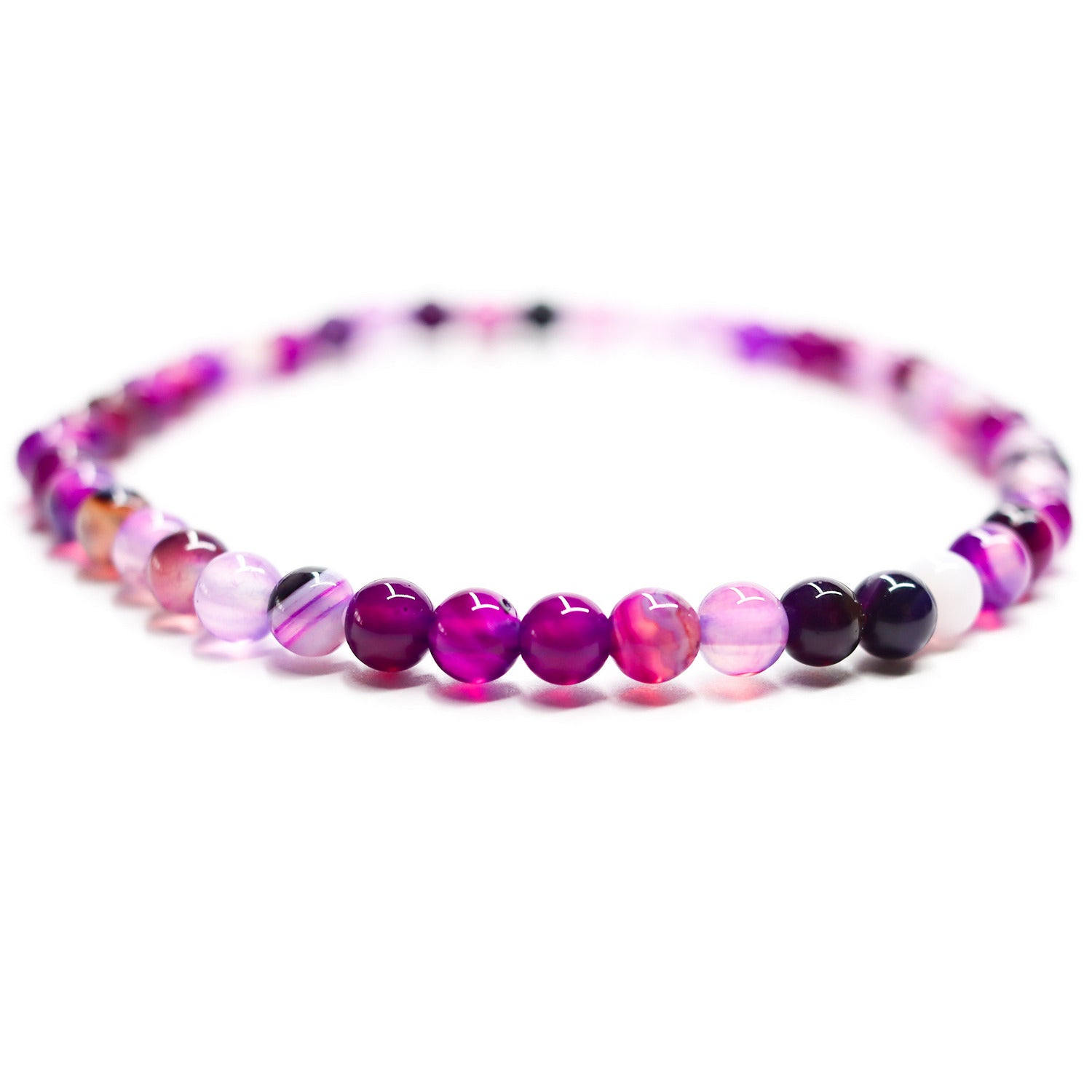 Pulsera de piedra natural de Ágata morada de 4mm