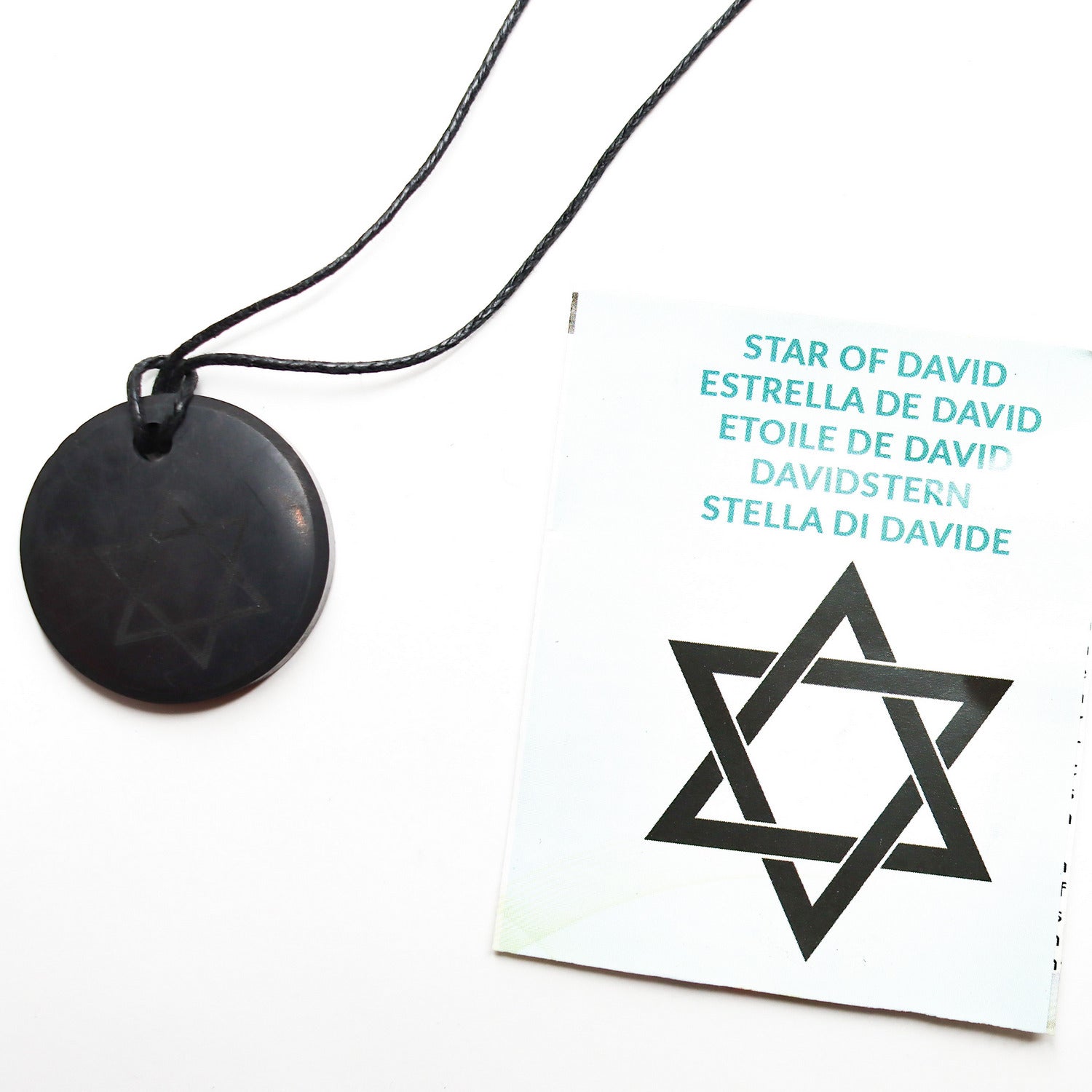 Colgante de Shungita de 30mm con grabado de Estrella de David