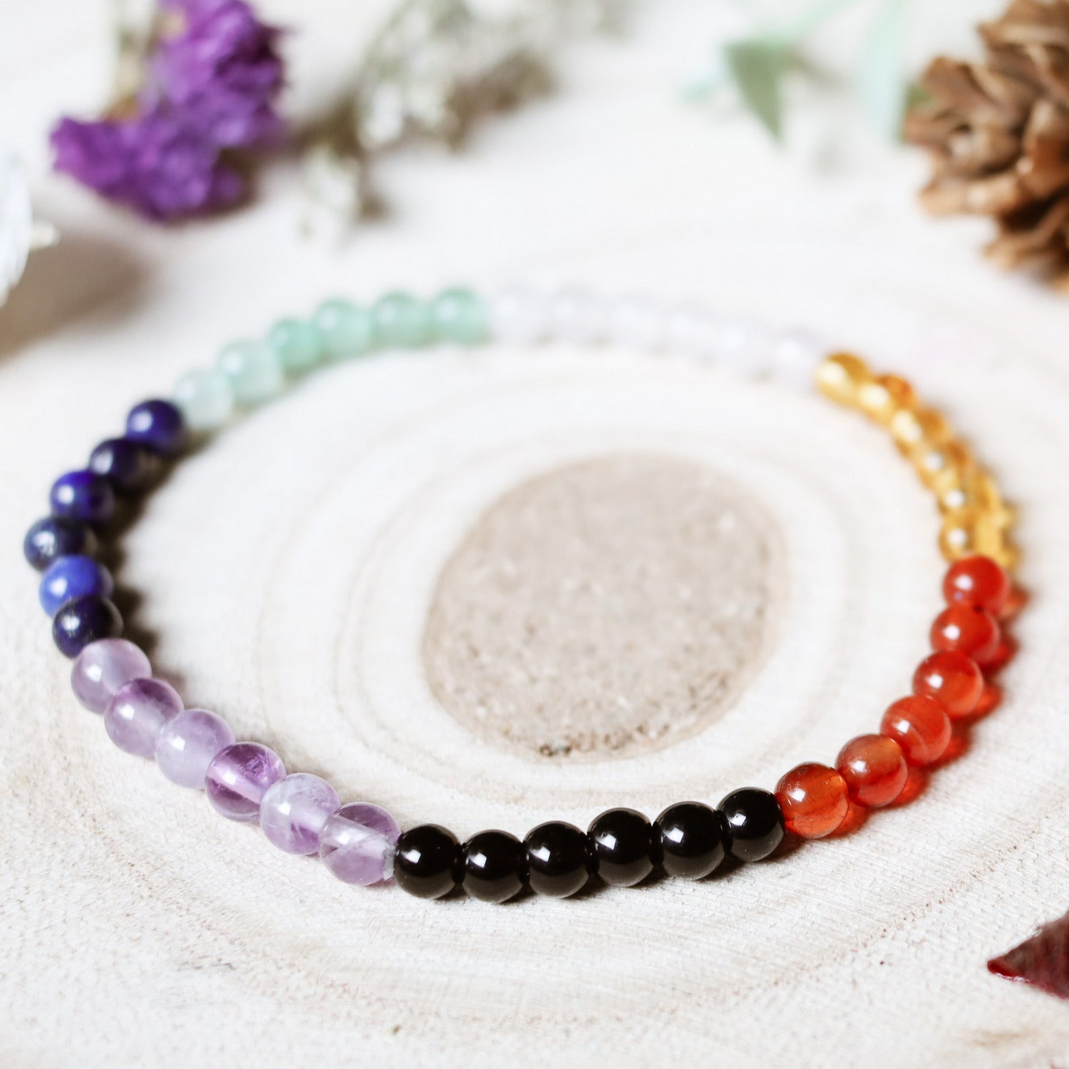 Pulsera de piedra natural de 7 chakras de 4mm