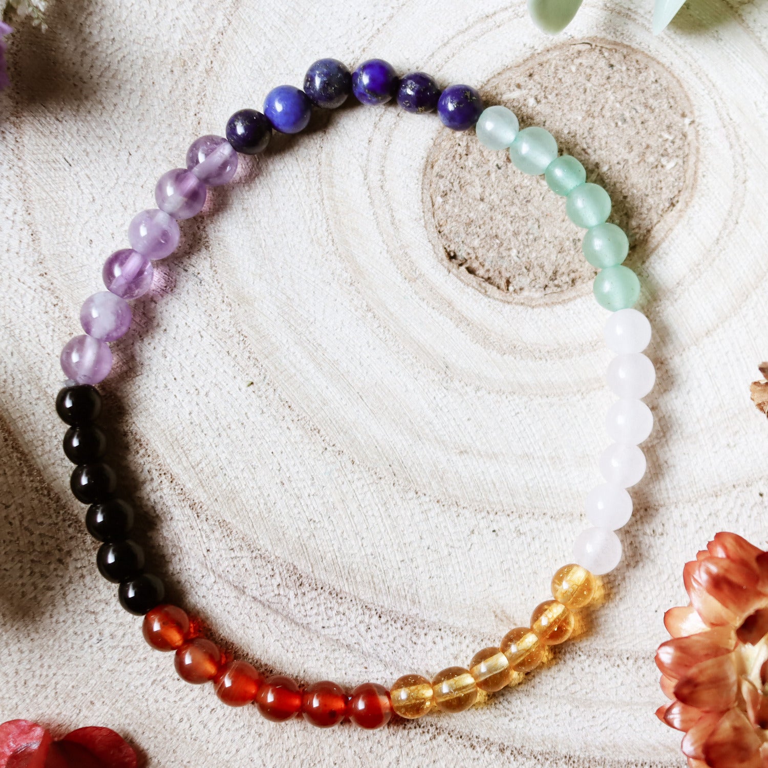 Pulsera de piedra natural de 7 chakras de 4mm