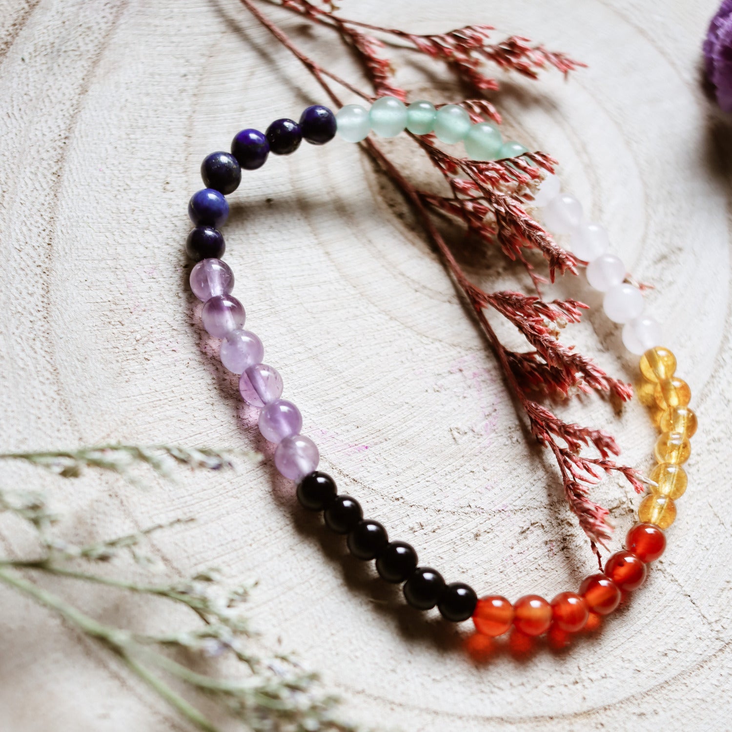 Pulsera de piedra natural de 7 chakras de 4mm