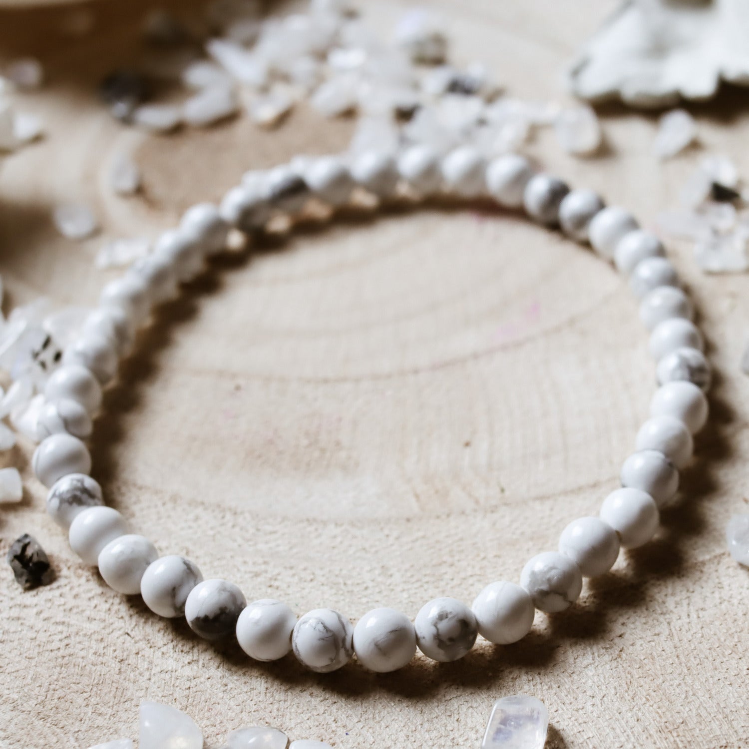 Pulsera de piedra natural de Howlite de 4mm