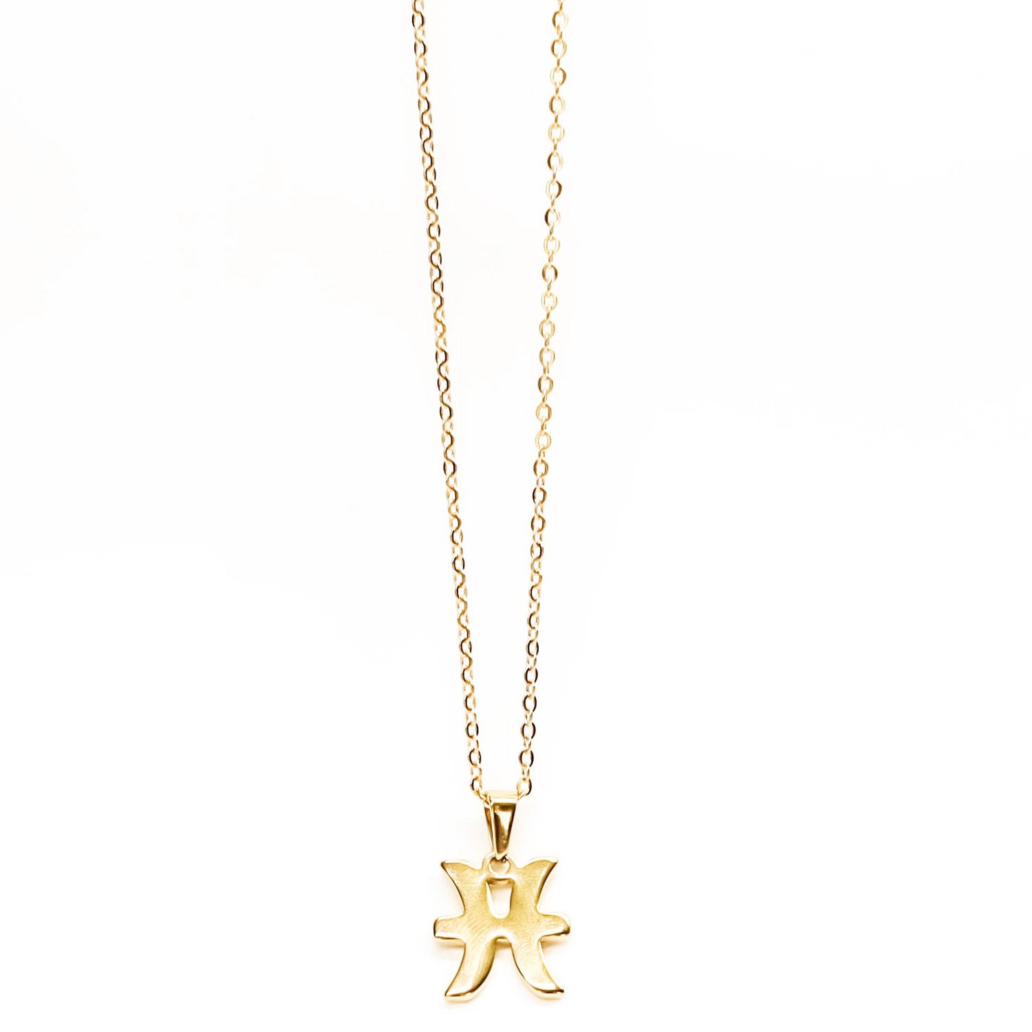 Colgante de acero inoxidable dorado con forma del signo del zodiaco Piscis de 20mm