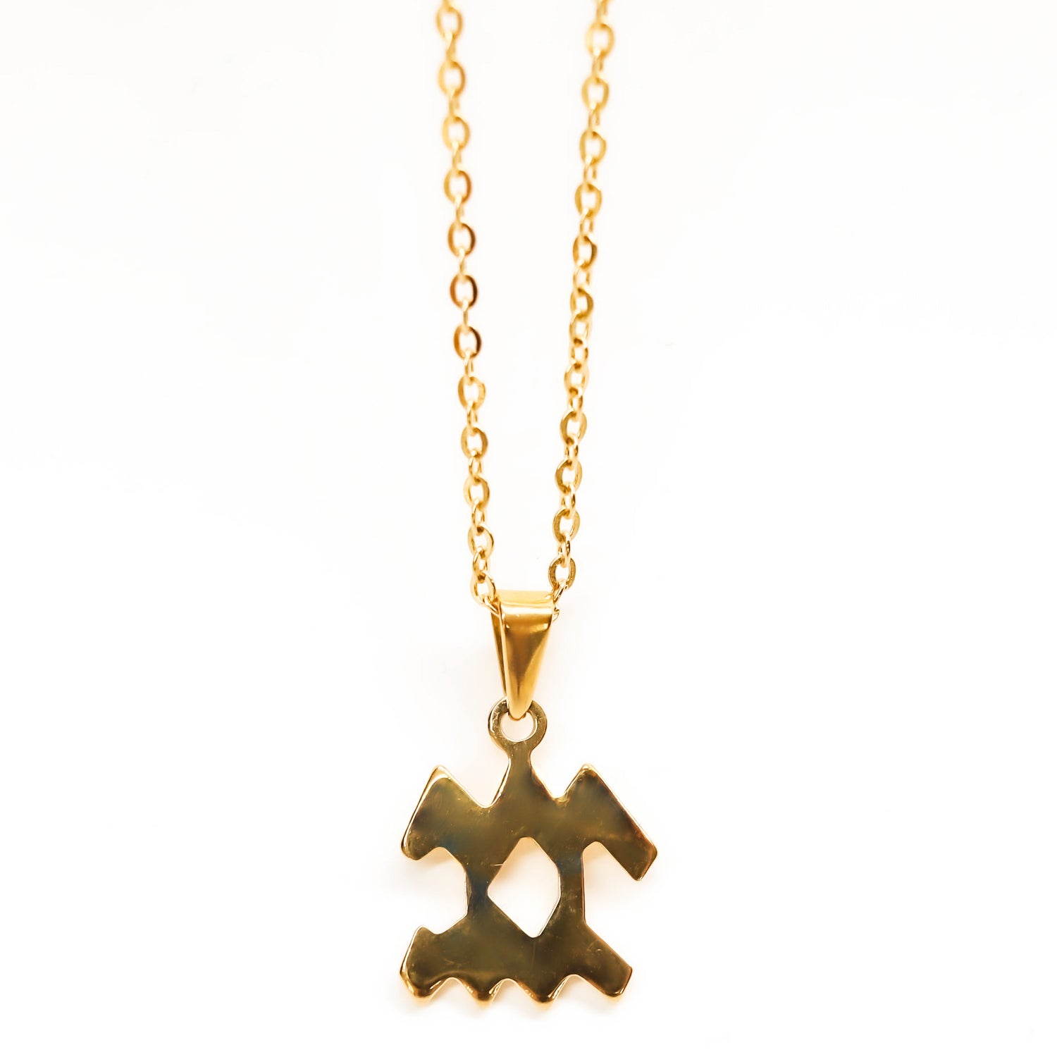 Colgante de acero inoxidable dorado con forma del signo del zodiaco Acuario de 20mm