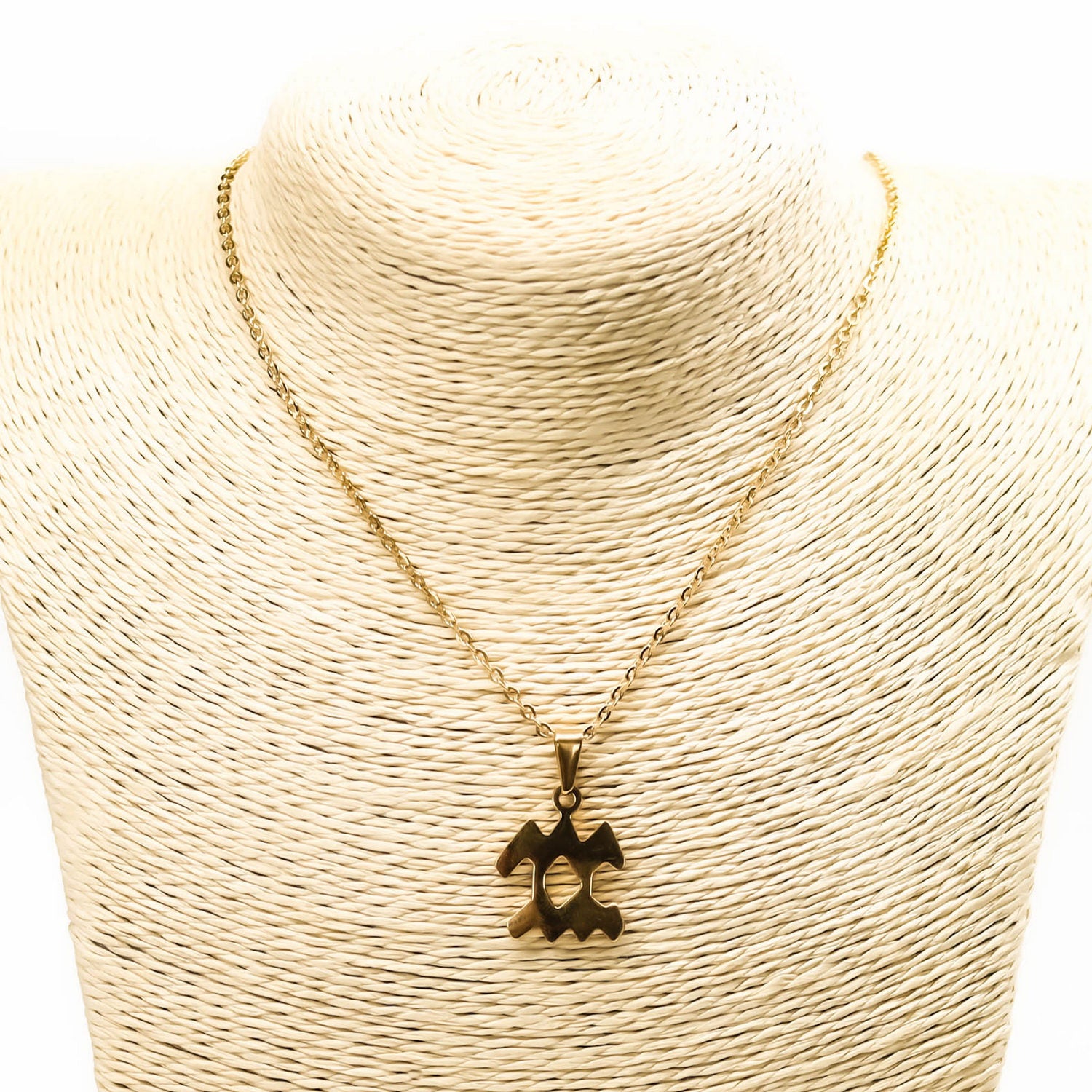 Colgante de acero inoxidable dorado con forma del signo del zodiaco Acuario de 20mm