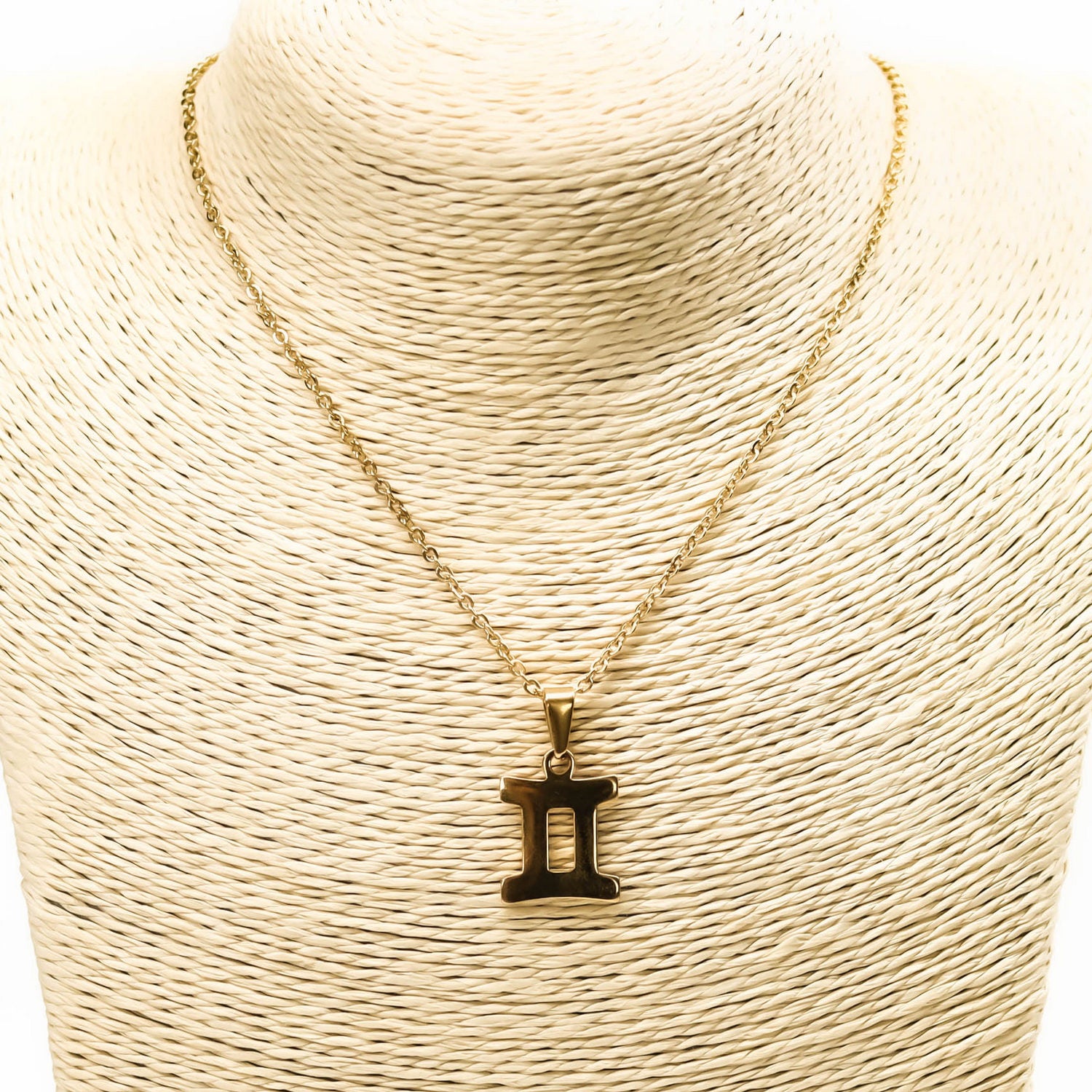 Colgante de acero inoxidable dorado con forma del signo del zodiaco Geminis de 20mm
