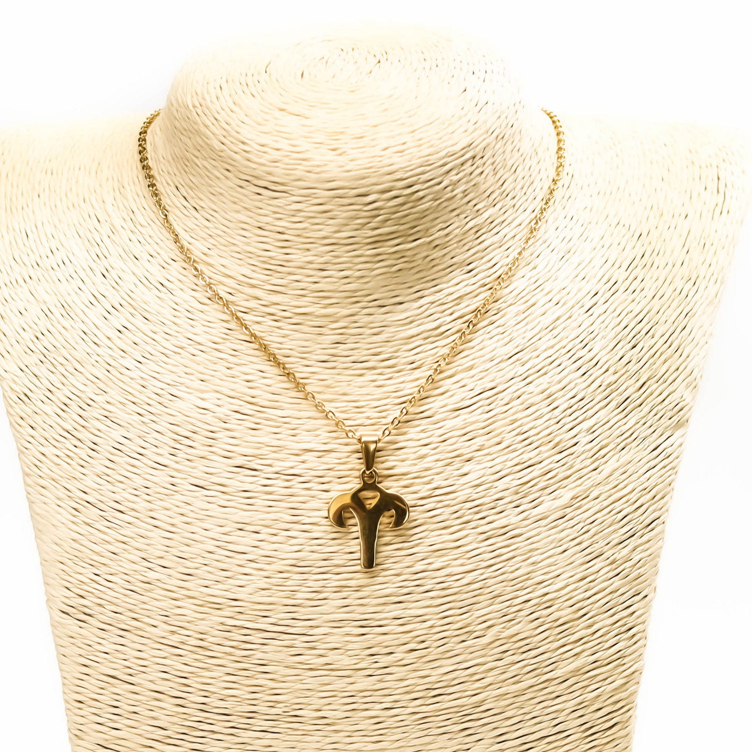 Colgante de acero inoxidable dorado con forma del signo del zodiaco Aries de 20mm