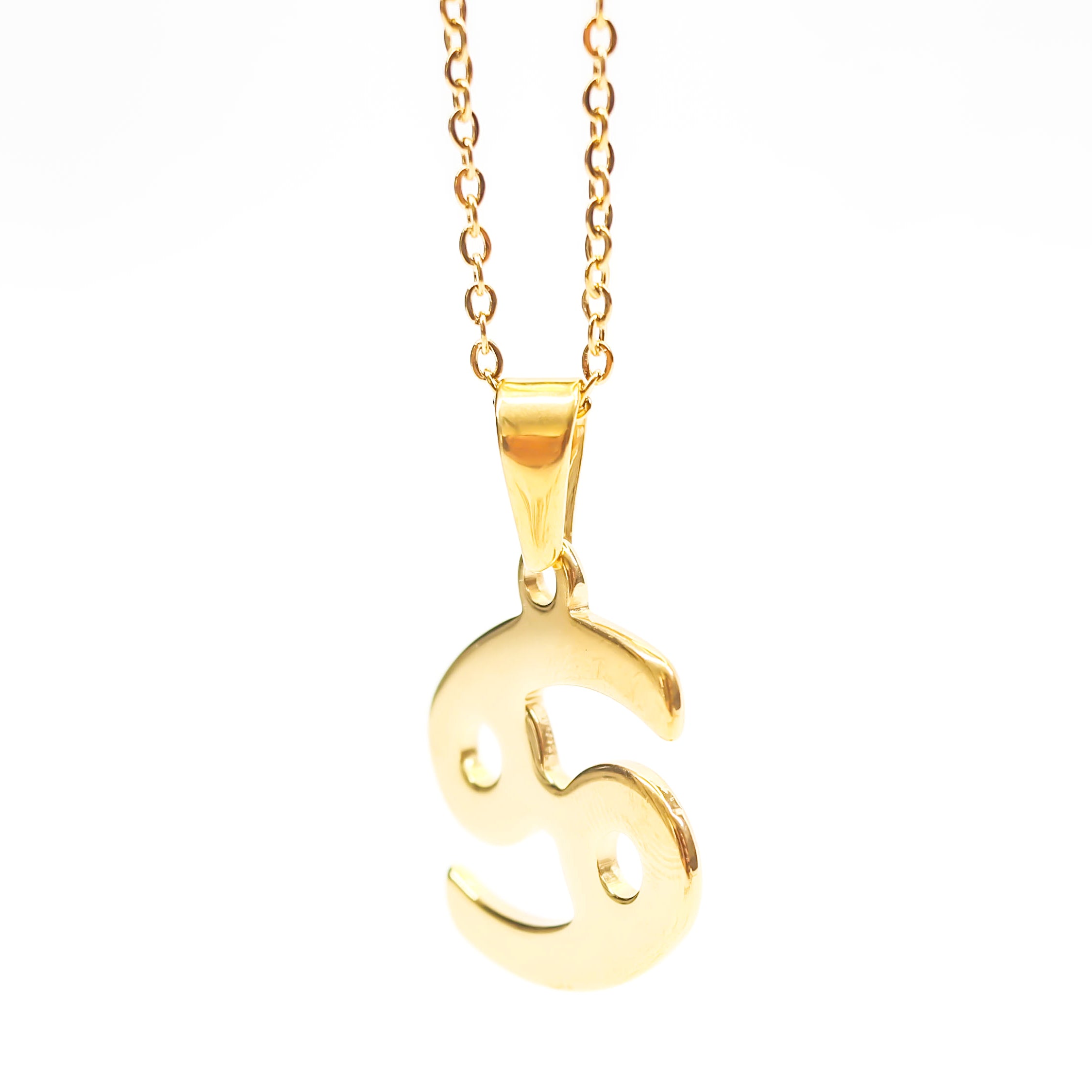 Colgante de acero inoxidable dorado con forma del signo del zodiaco Cancer de 28mm