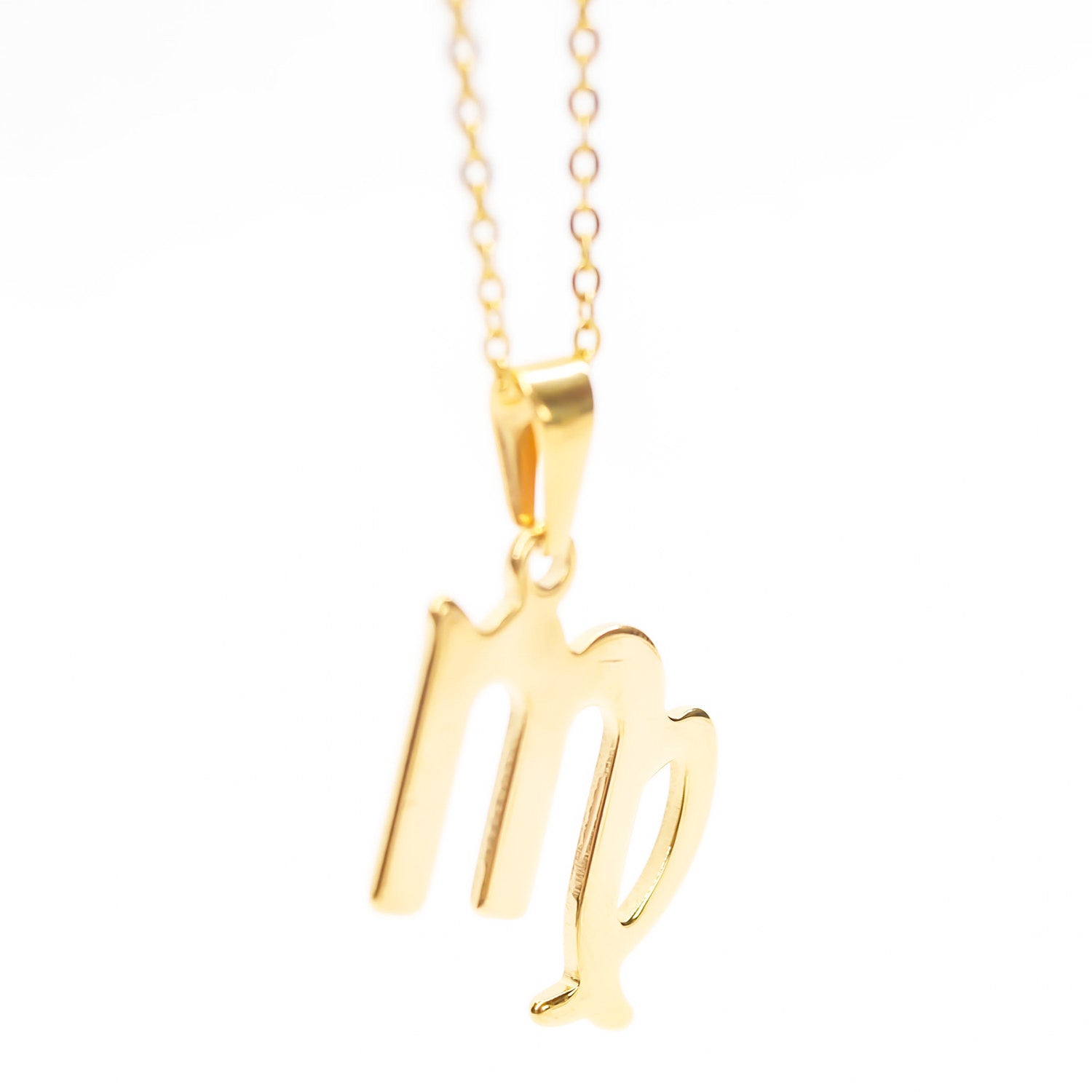 Colgante de acero inoxidable dorado con forma del signo del zodiaco Virgo de 28mm