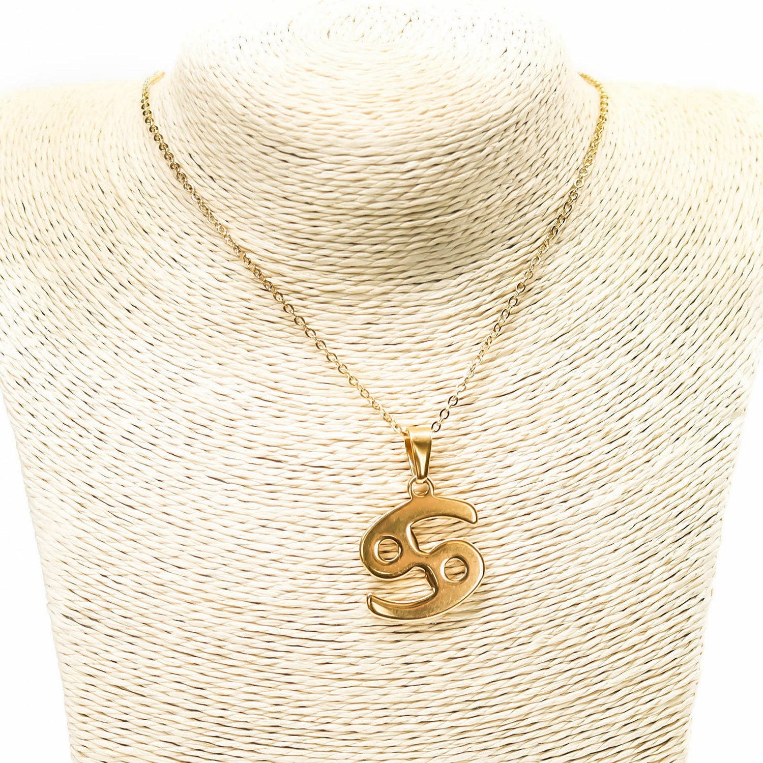 Colgante de acero inoxidable dorado con forma del signo del zodiaco Cancer de 28mm