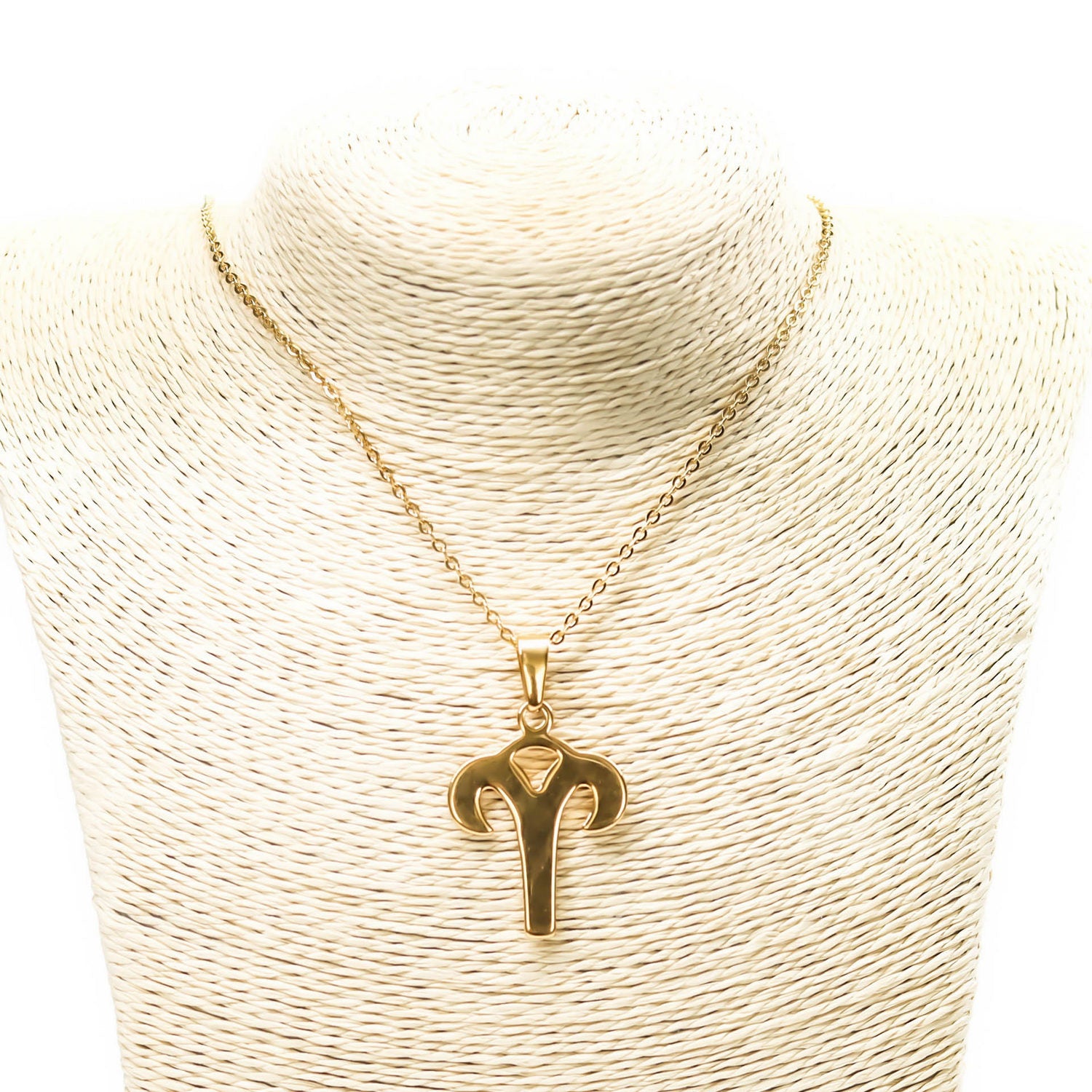 Colgante de acero inoxidable dorado con forma del signo del zodiaco Aries de 28mm