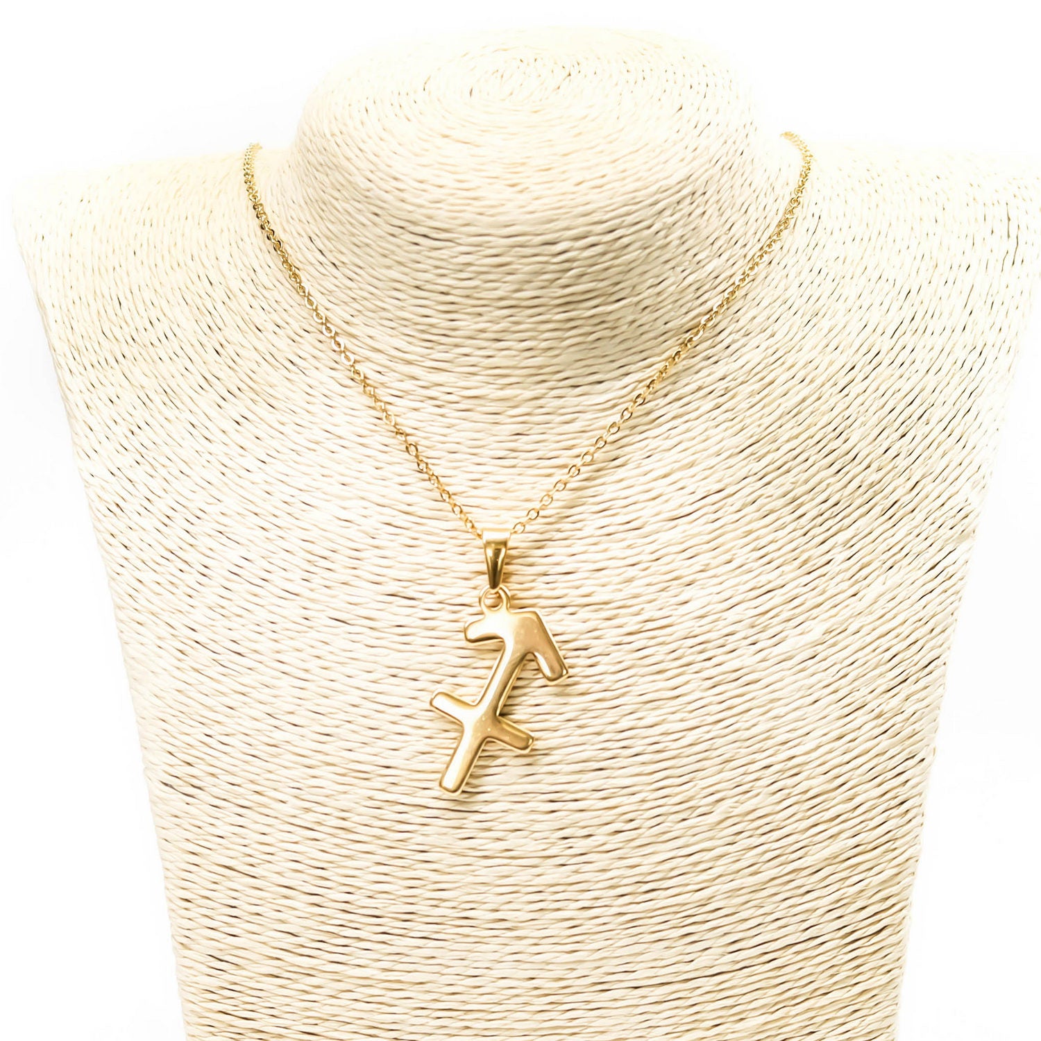 Colgante de acero inoxidable dorado con forma del signo del zodiaco Sagitario de 28mm