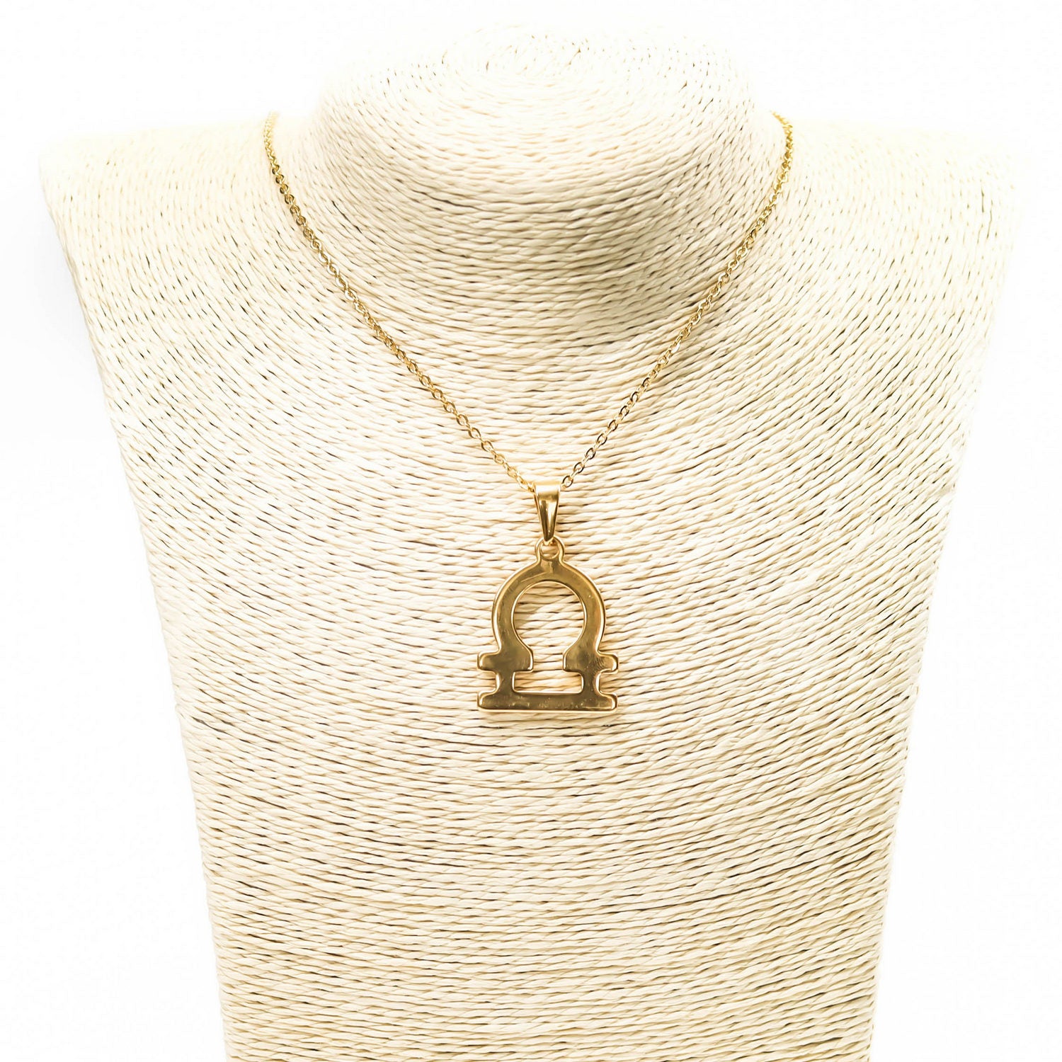 Colgante de acero inoxidable dorado con forma del signo del zodiaco Libra de 28mm