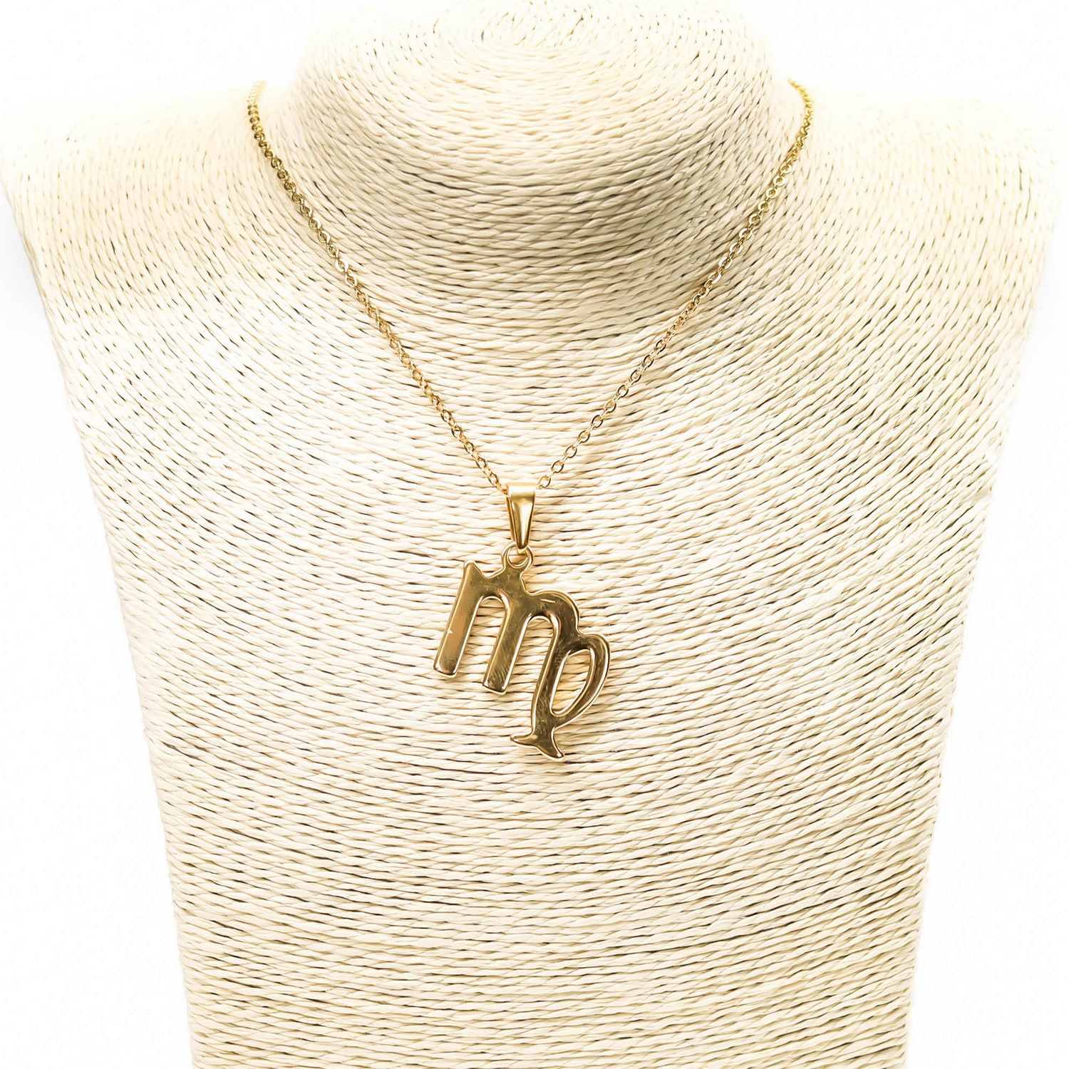 Colgante de acero inoxidable dorado con forma del signo del zodiaco Virgo de 28mm