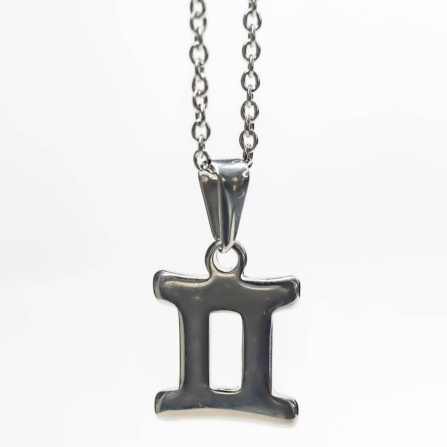 Colgante de acero inoxidable con forma del Signo del zodiaco Géminis de 28mm