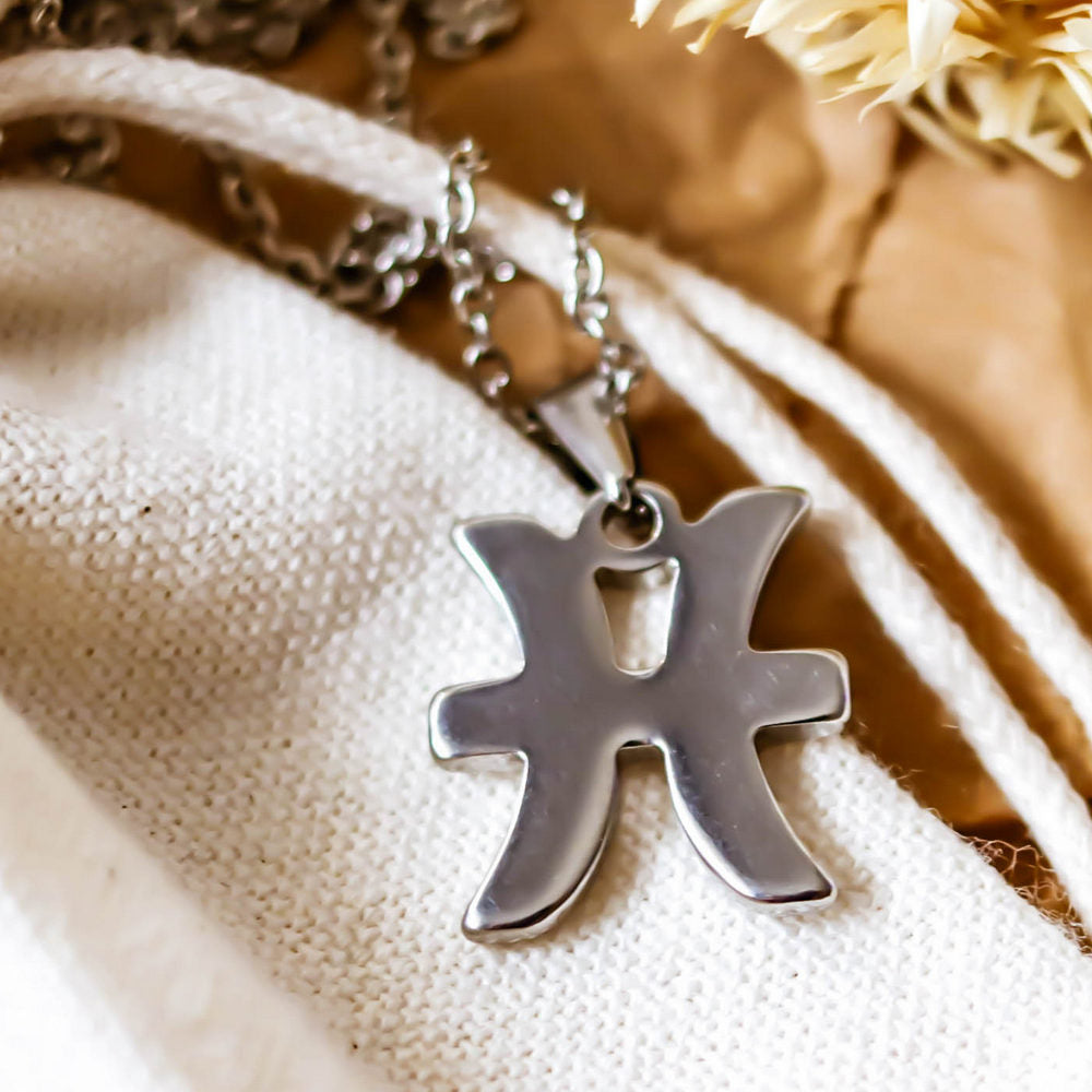 Colgante de acero inoxidable con forma del Signo del zodiaco Piscis de 20mm