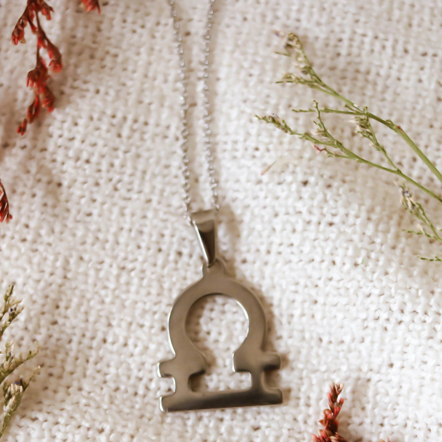 Colgante de acero inoxidable con forma del Signo del zodiaco Libra de 28mm