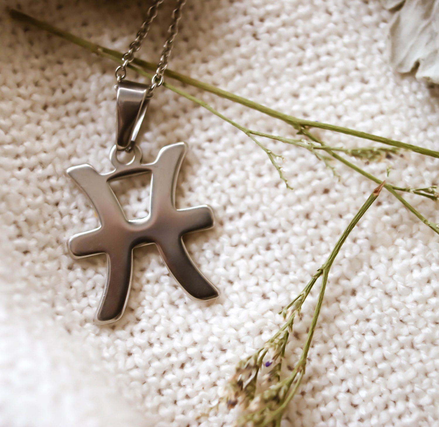 Colgante de acero inoxidable con forma del Signo del zodiaco Piscis de 28mm