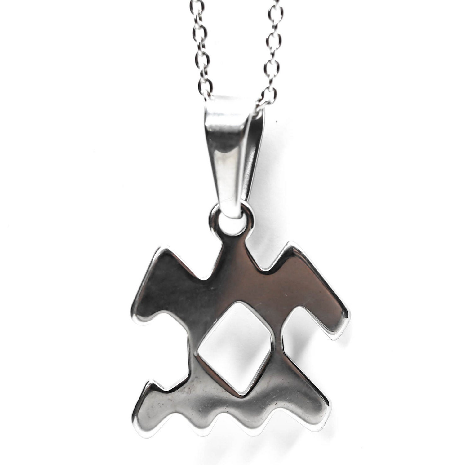 Colgante de acero inoxidable con forma del Signo del zodiaco Acuario de 28mm