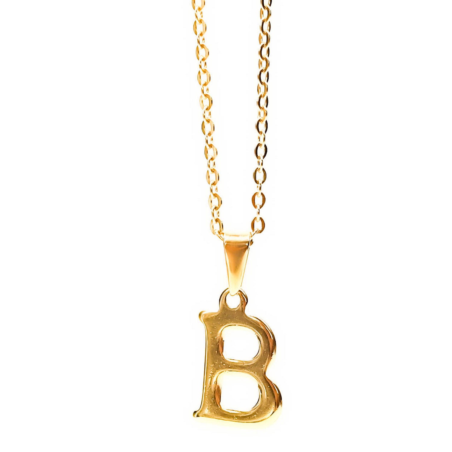 Colgante de acero inoxidable dorado con forma de letra B de 20mm
