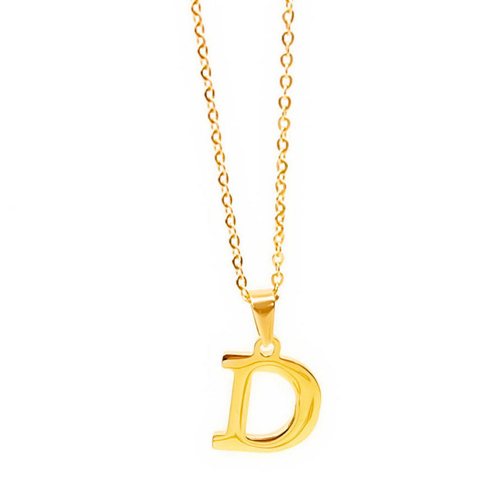 Colgante de acero inoxidable dorado con forma de letra D de 20mm