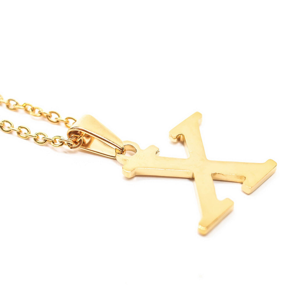 Colgante de acero inoxidable dorado con forma de letra X de 20mm