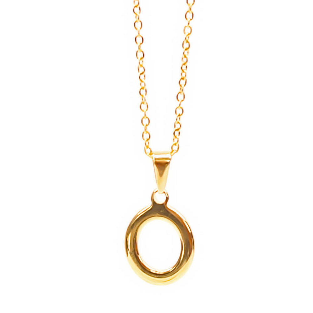 Colgante de acero inoxidable dorado con forma de letra O de 20mm