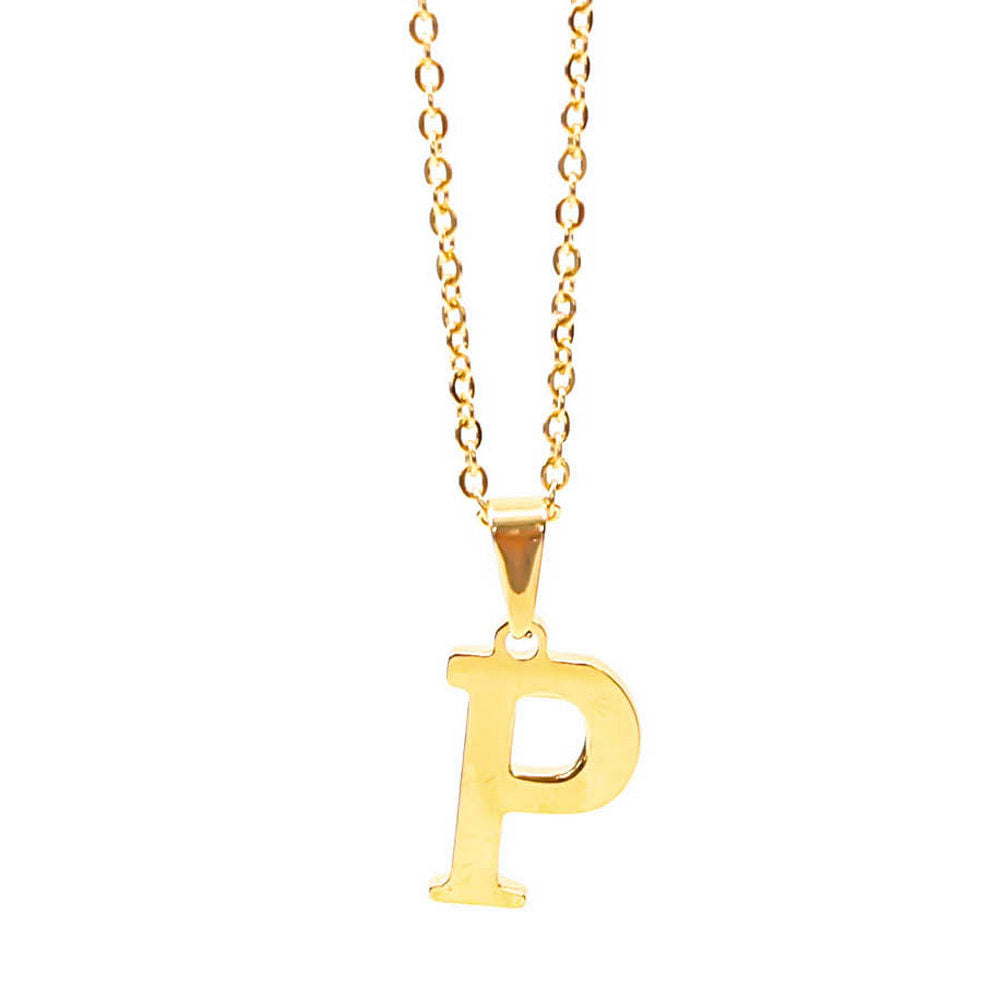 Colgante de acero inoxidable dorado con forma de letra P de 20mm