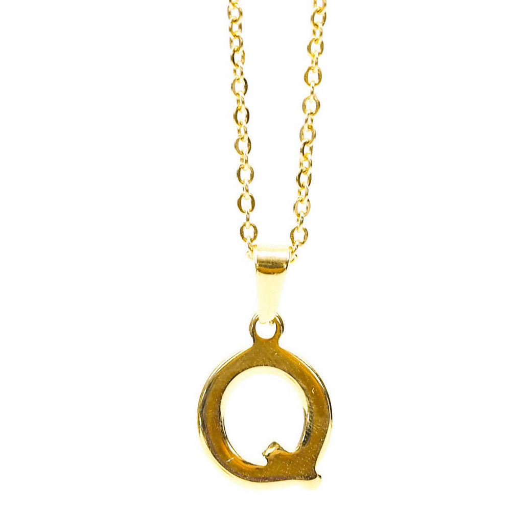 Colgante de acero inoxidable dorado con forma de letra Q de 20mm