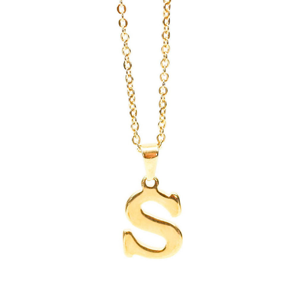 Colgante de acero inoxidable dorado con forma de letra S de 20mm