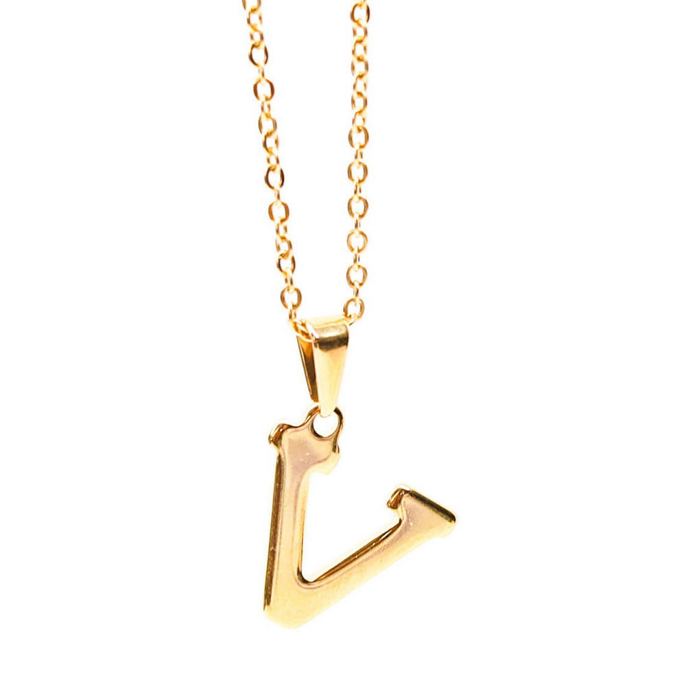 Colgante de acero inoxidable dorado con forma de letra V de 20mm